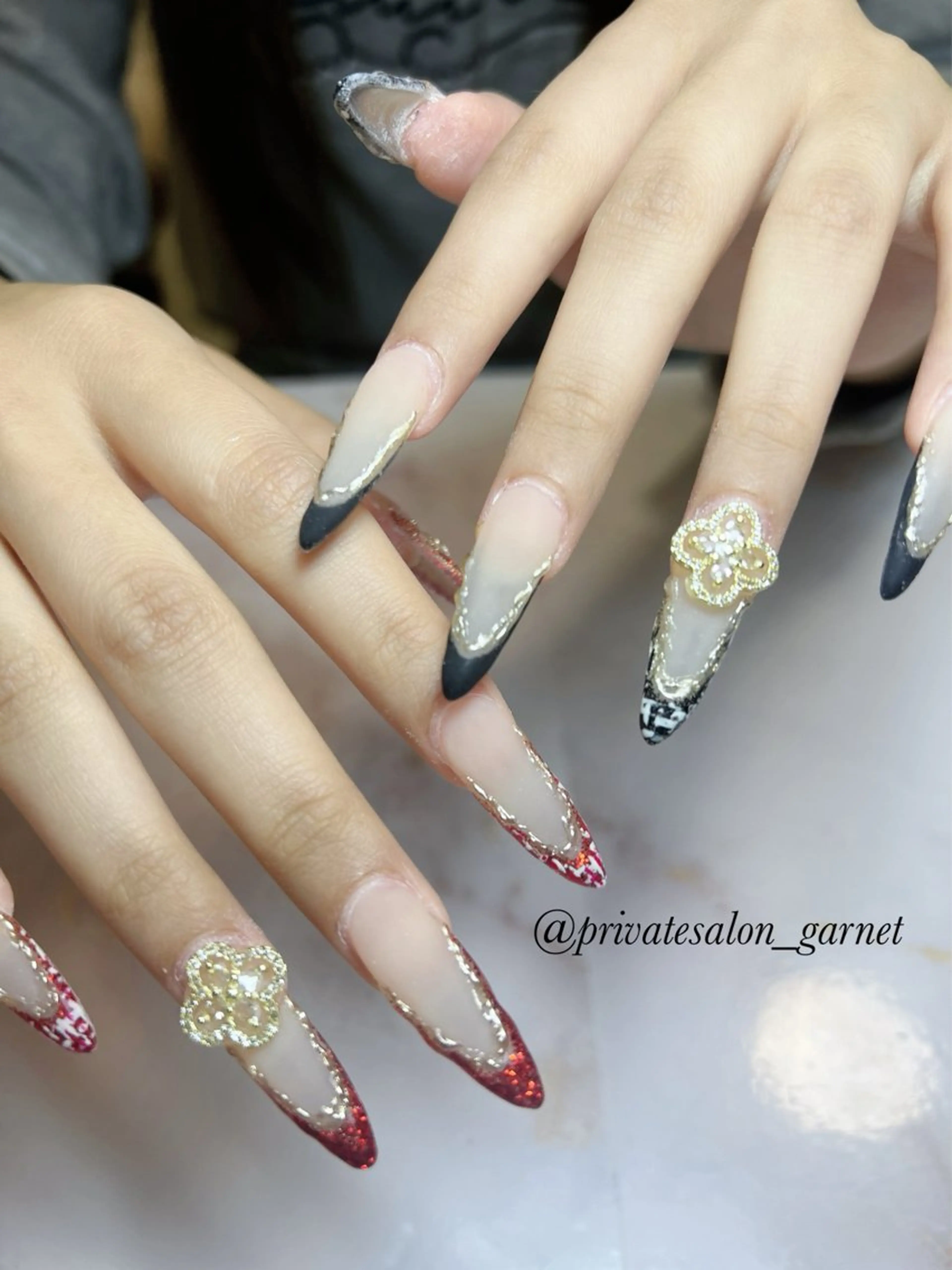 ネイル フレンチネイル マットネイル Garnet nailのネイルデザイン
