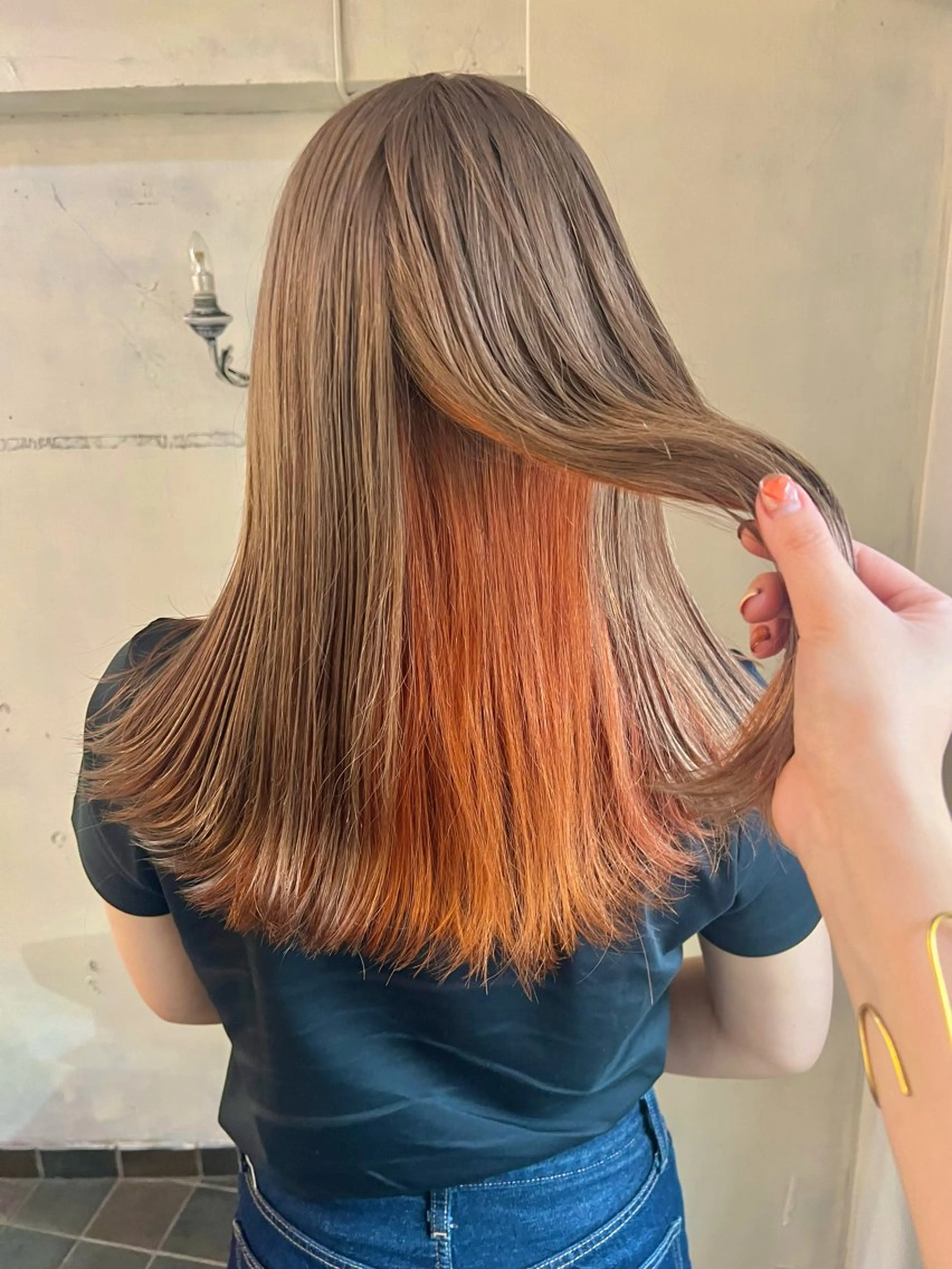 セミロング カット ヘアカラー トリートメント 暖色カラー/ブリーチ /かしむらゆうかのヘアスタイル