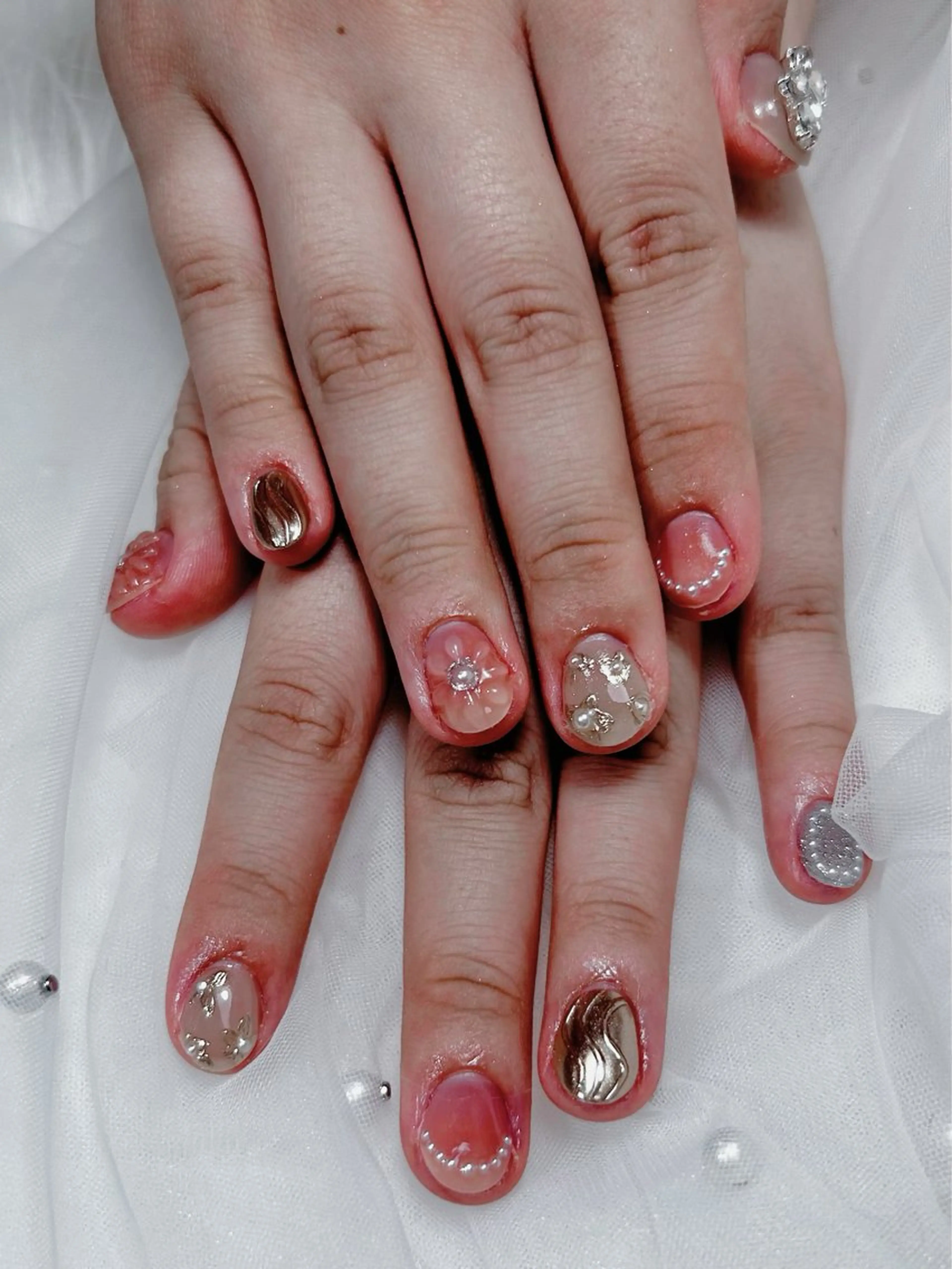 ネイル アートネイル チークネイル 桜ネイル フラッシュネイル ジェルネイル 🌈 Laule'aのネイルデザイン