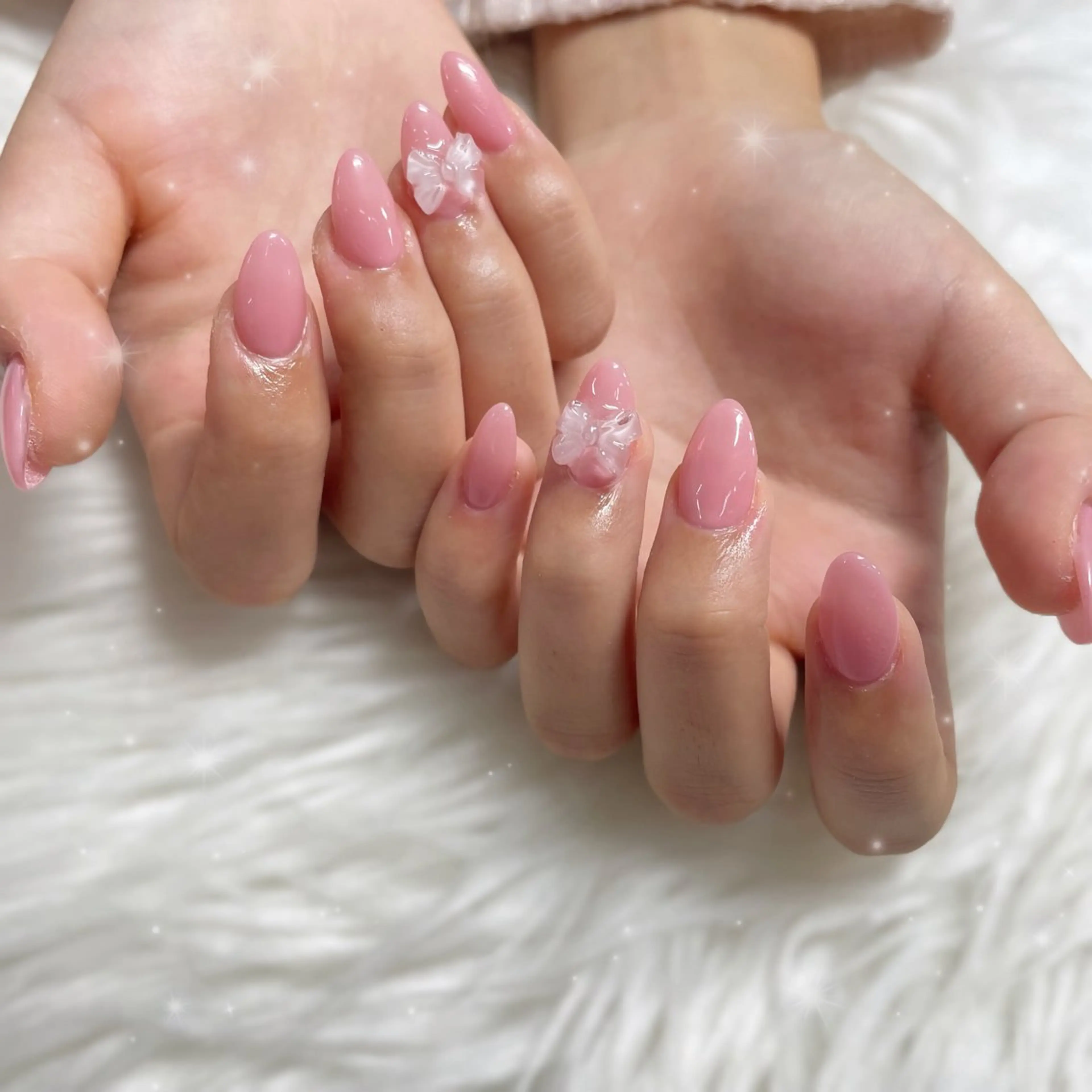 【オフあり】💚チップ長さ出し＋ジェル60分💚シンプル持ち込み画像OKやり放題¥6540​​/ワンホンネイル/ガーリーの写真