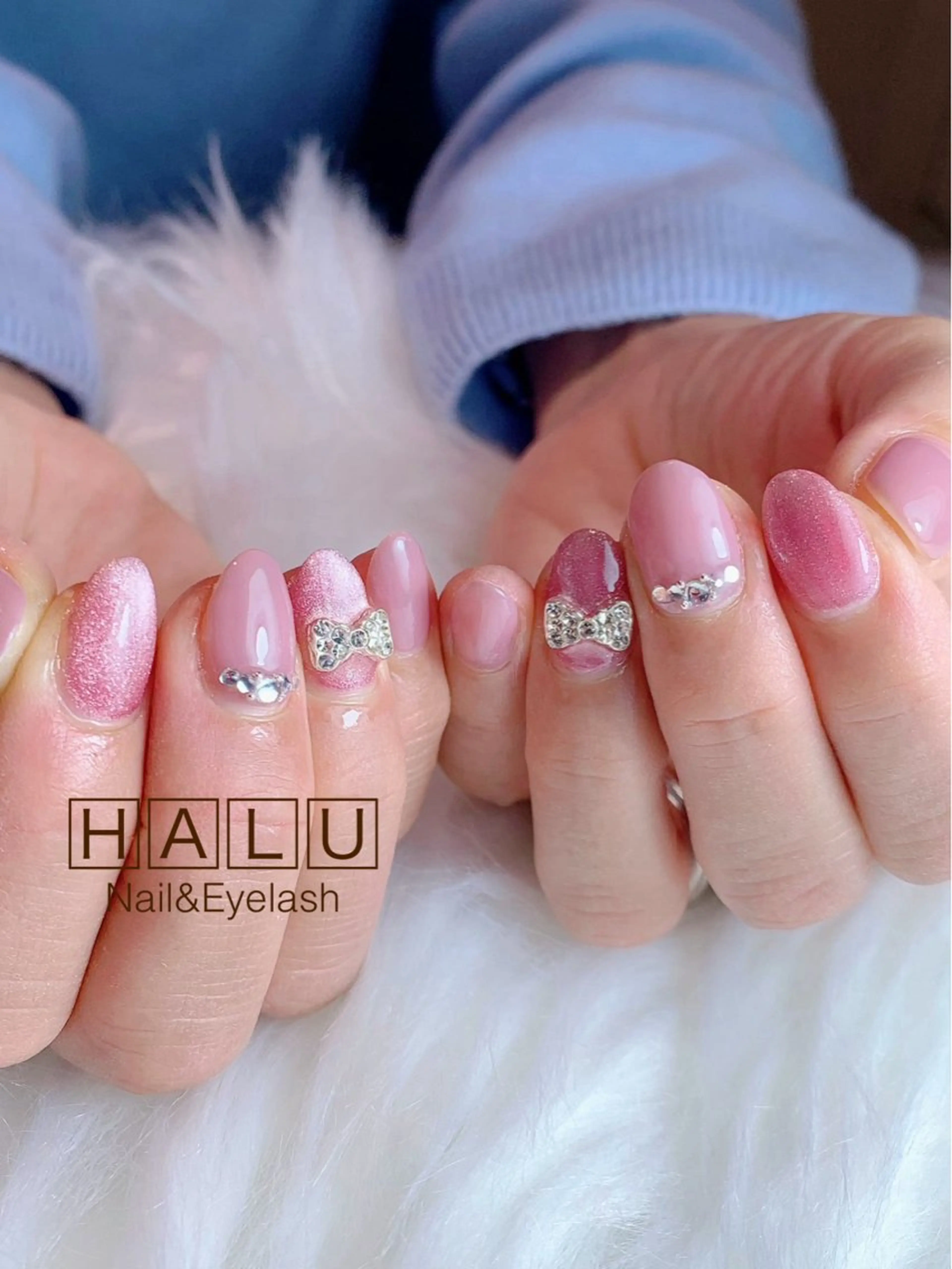 ネイル ピンク リボン HALU ハルのネイルデザイン