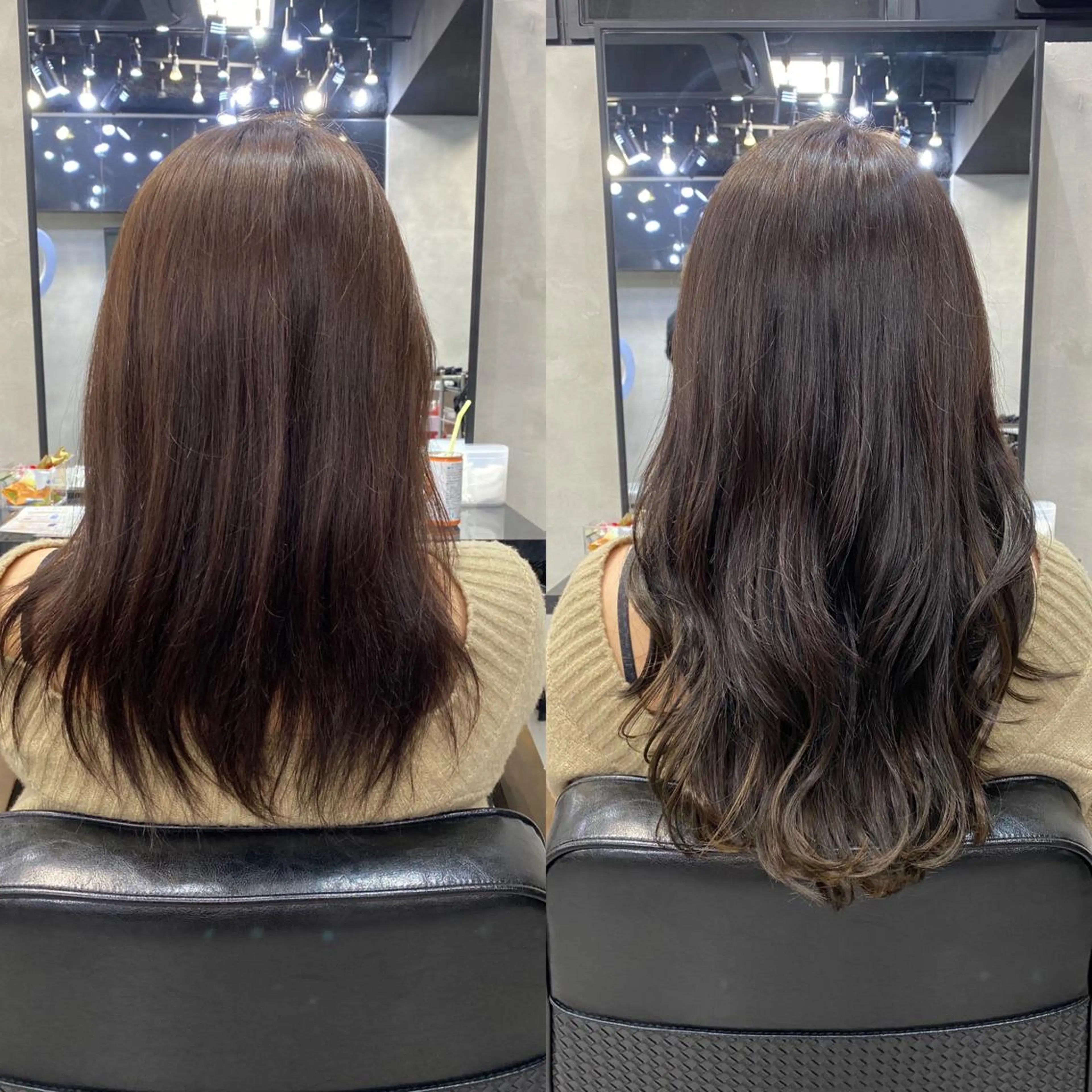 セミロング カラー ヘアアレンジ ショートボブ 編み込みエクステ シールエクステ セミロングパーマ バレイヤージュ LAVENDIA 初音のヘアスタイル