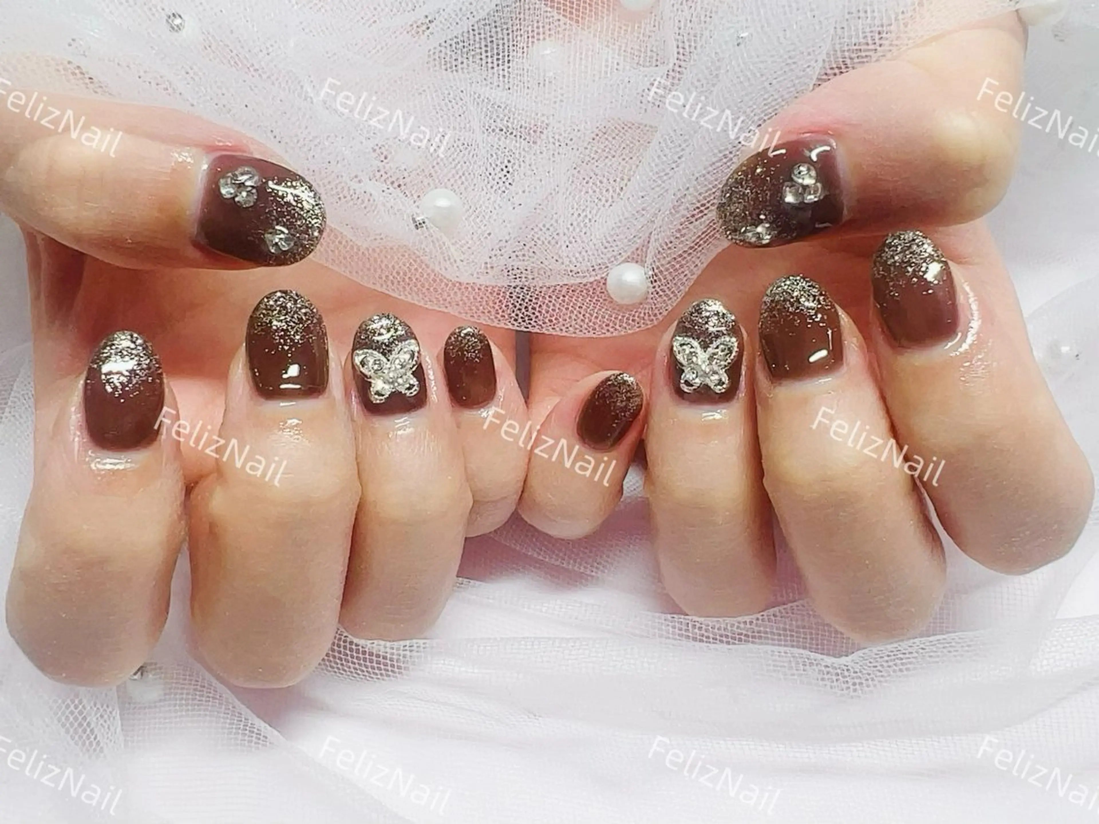 ネイル ジェルネイル グラデーション 韓国ネイル オフィスネイル リボン ハンドネイル ユキカ （ネイリスト）のネイルデザイン