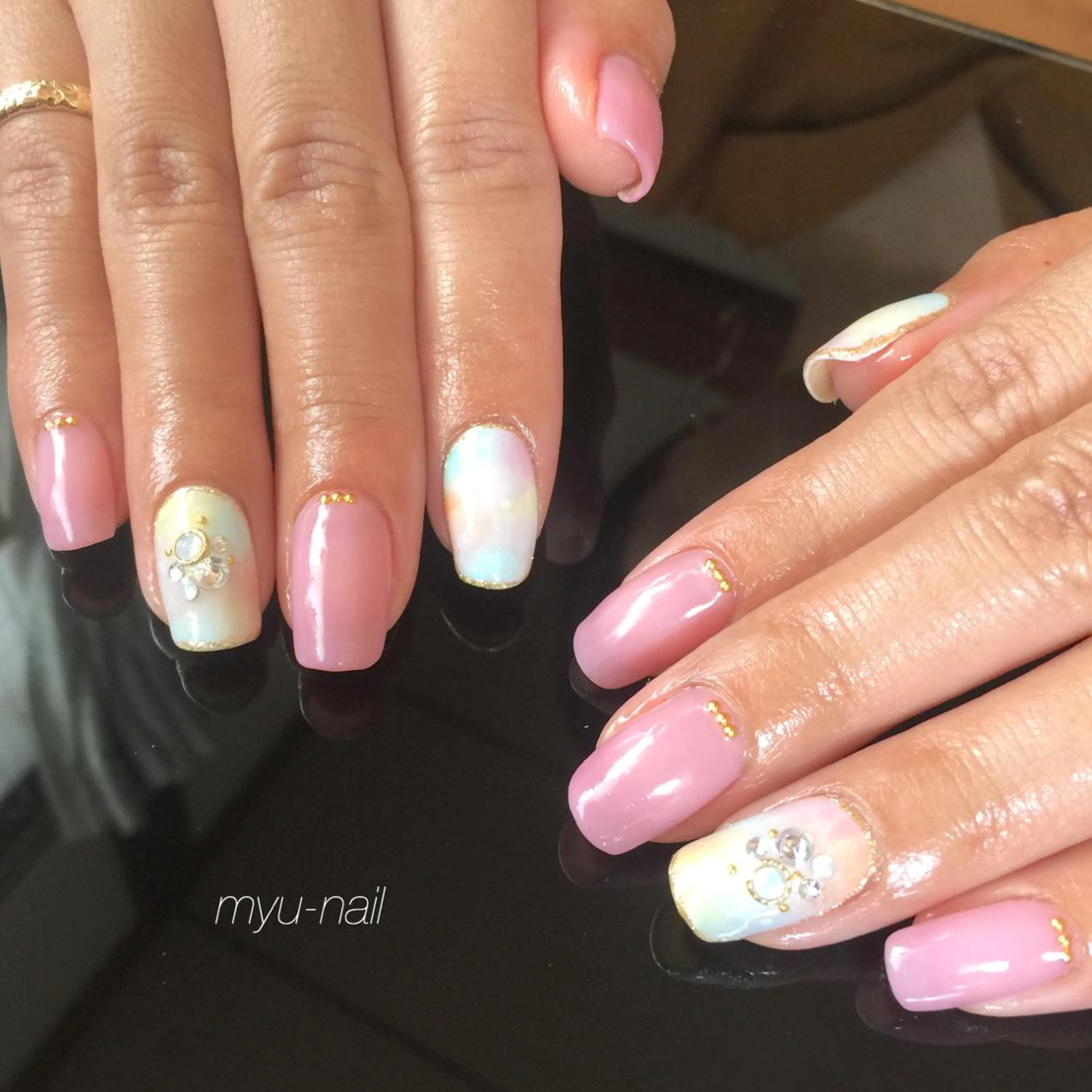 ネイル アートネイル 大理石ネイル(マーブル) ホームサロン myu-nailのネイルデザイン