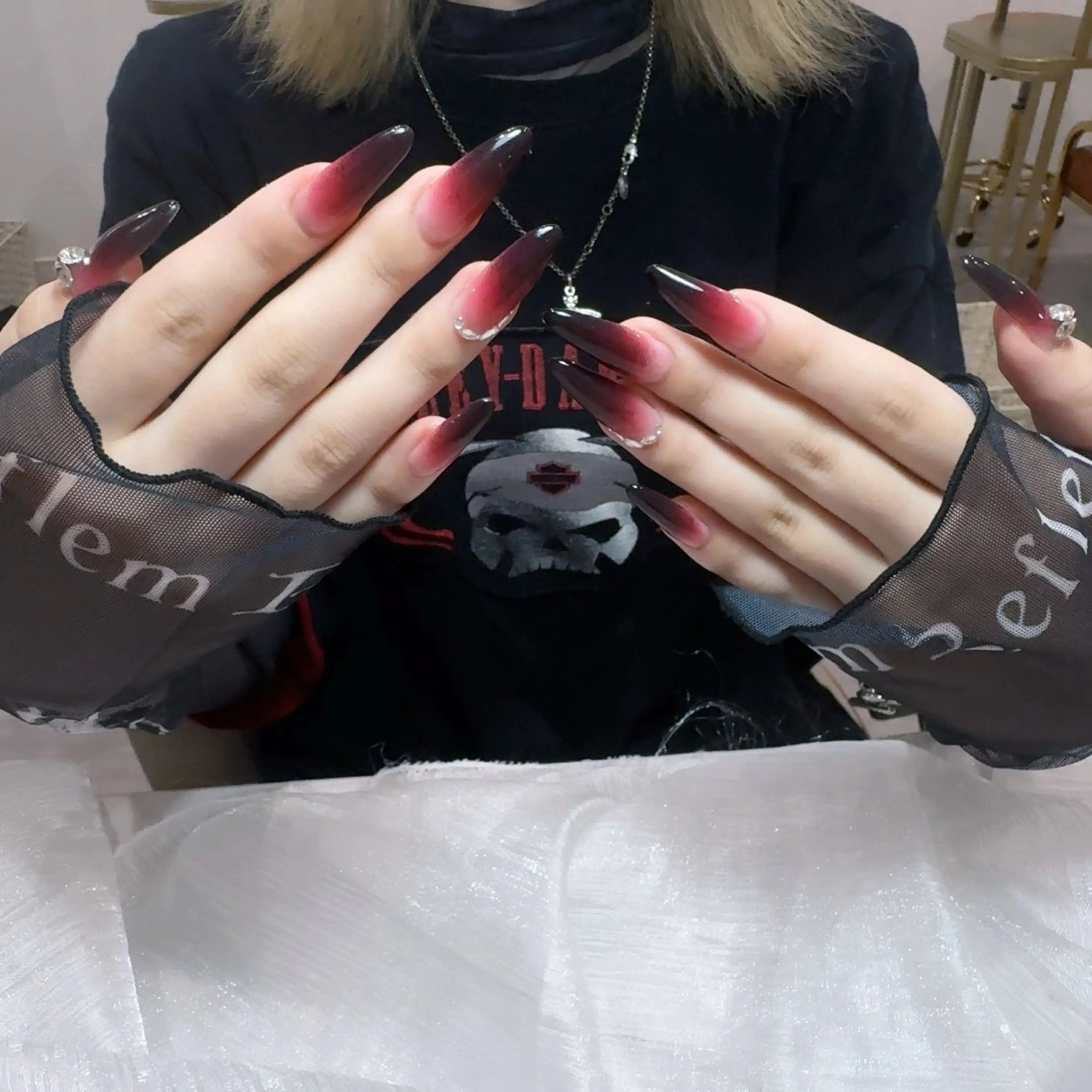 ネイル アートネイル フラッシュネイル フレンチネイル ジェルネイル ガラスフレンチ You&Me Yukiのネイルデザイン