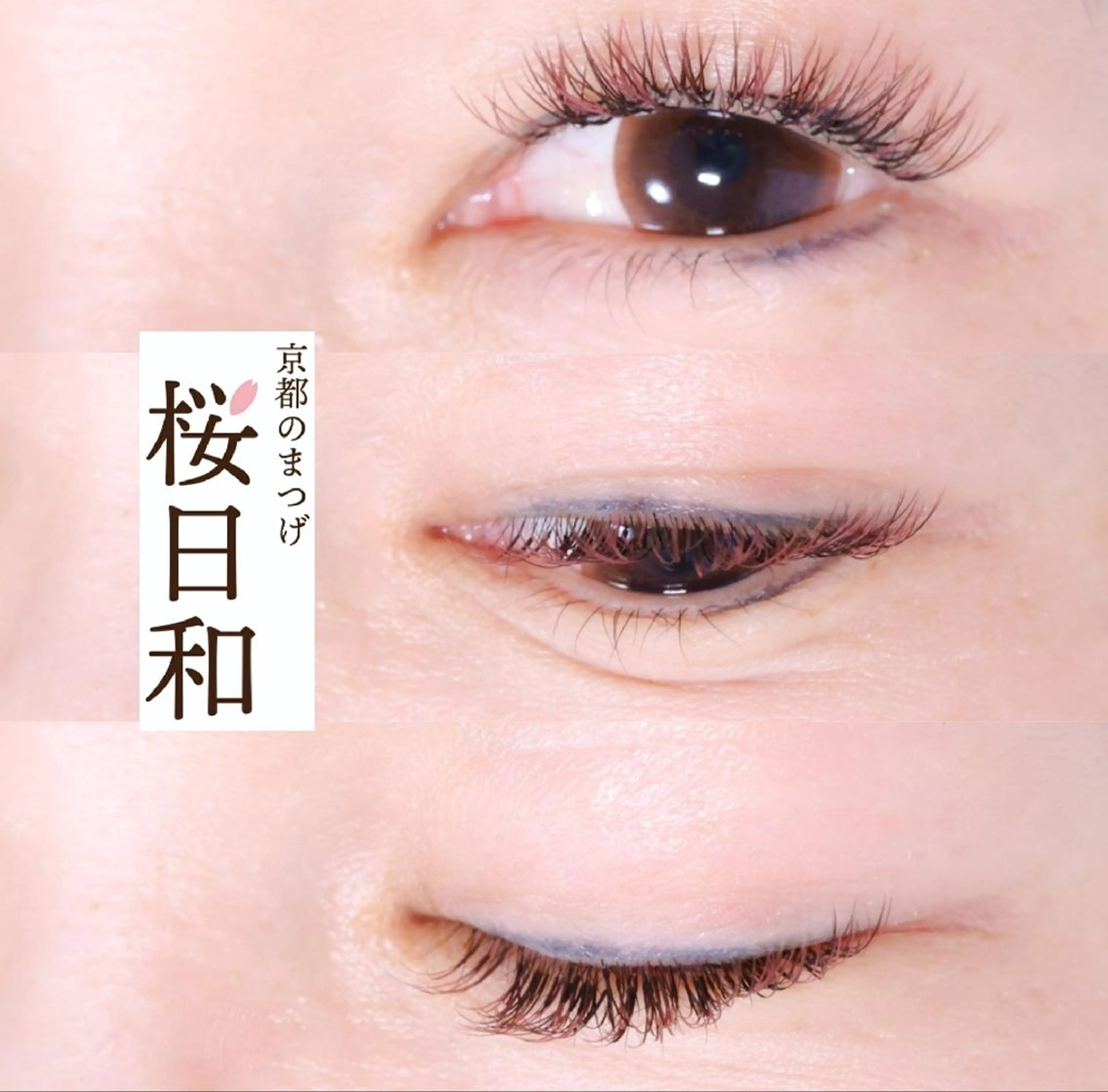 マツエク・マツパ カラーマツエク キュート フラットラッシュ Jカール パリジェンヌラッシュリフト 京都のまつげ桜日和 小島美桜のマツエク・マツパデザイン
