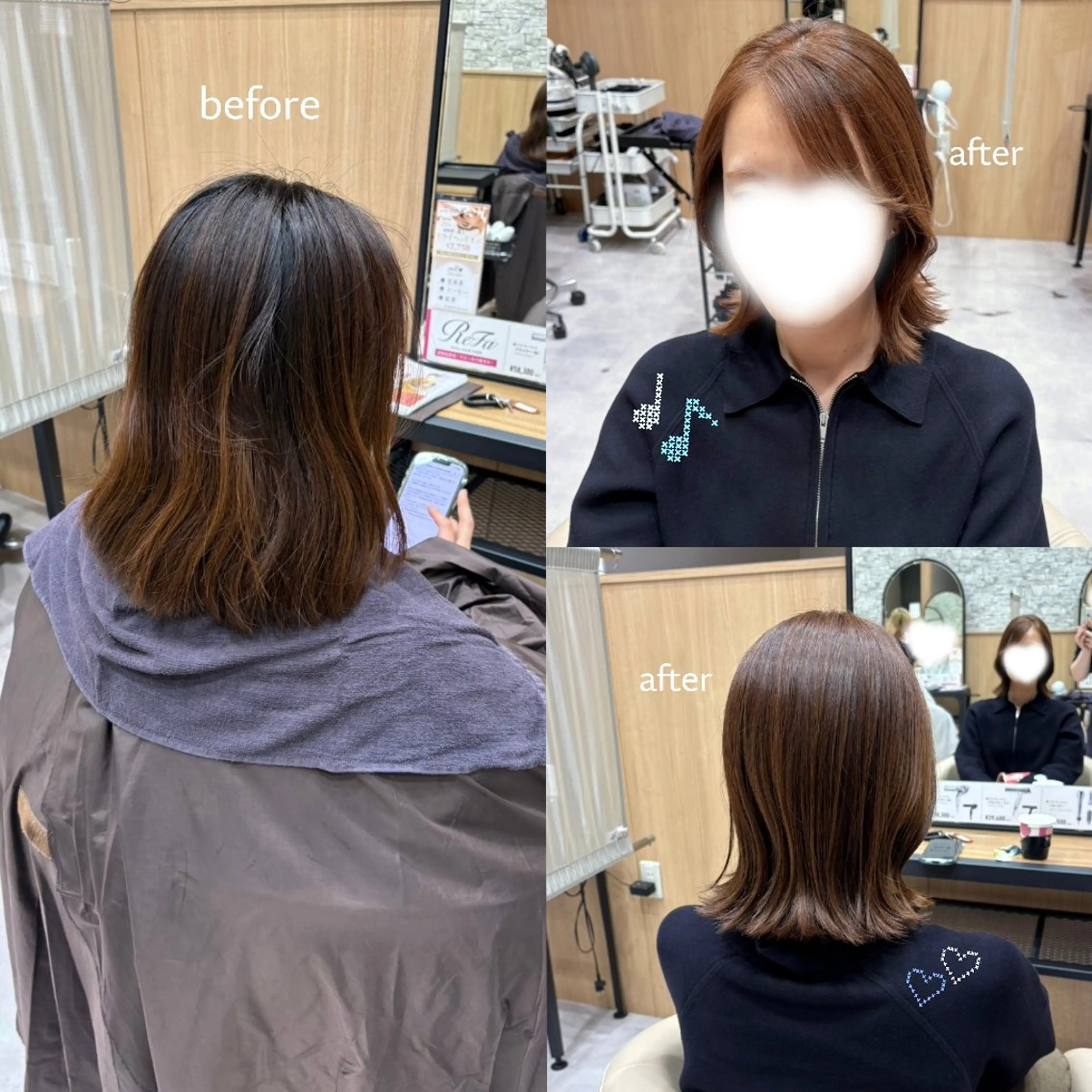 ミディアム ボブ くびれヘア カット ヘアカラー 透明感カラー️🫧‪ ℝ𝕚𝕟𝕒のヘアスタイル