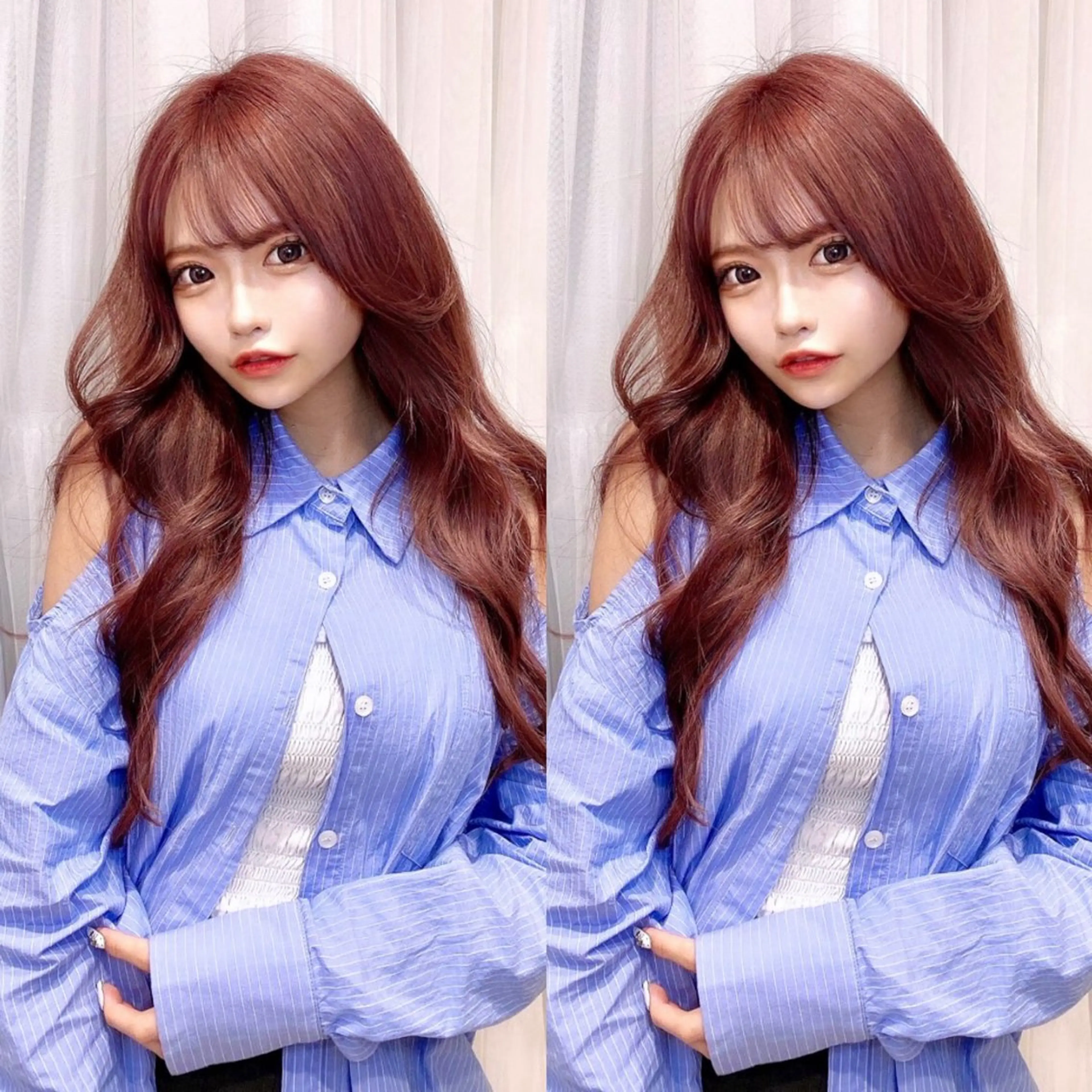 ロング カラー ヘアカラー 韓国風ハッシュカット 似合わせレイヤー池袋のヘアスタイル