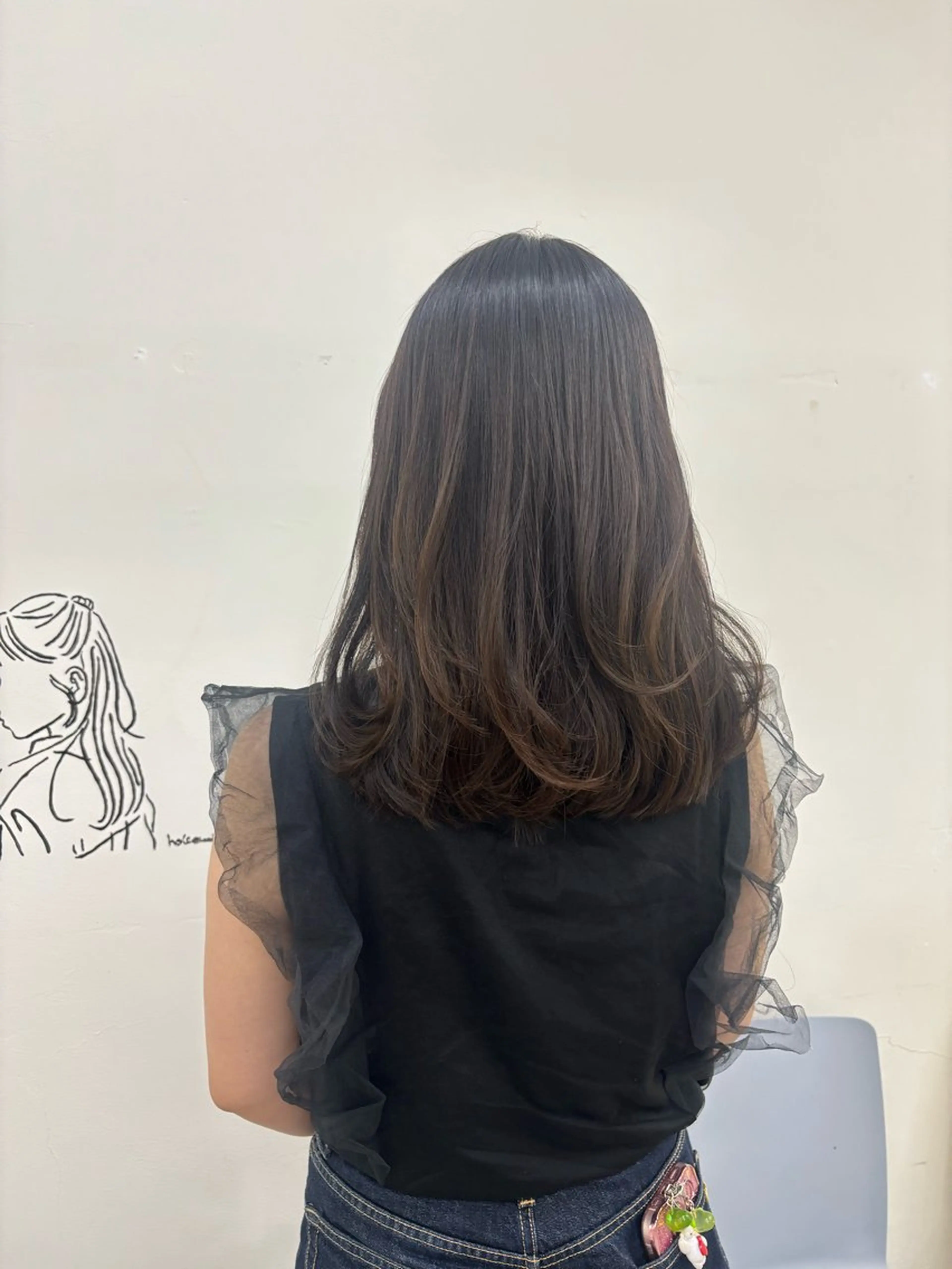 セミロング カラー カット ヘアカラー トリートメント 似合わせ美髪ヘア✨ 天王寺．阿倍野🌈のヘアスタイル