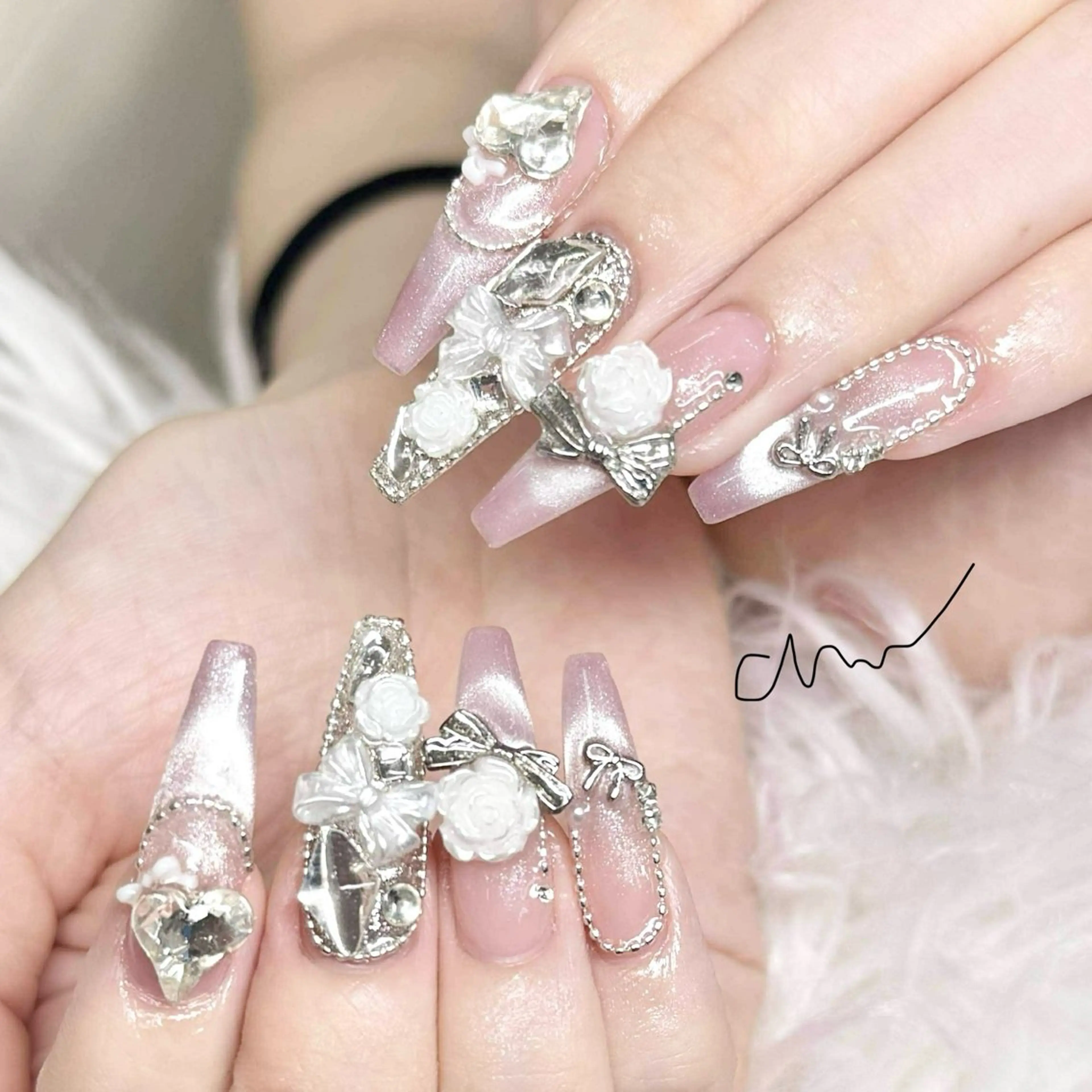 ネイル アートネイル オーロラネイル チークネイル 長さ出し フットネイル ハンドネイル Anh 高田馬場のネイルデザイン