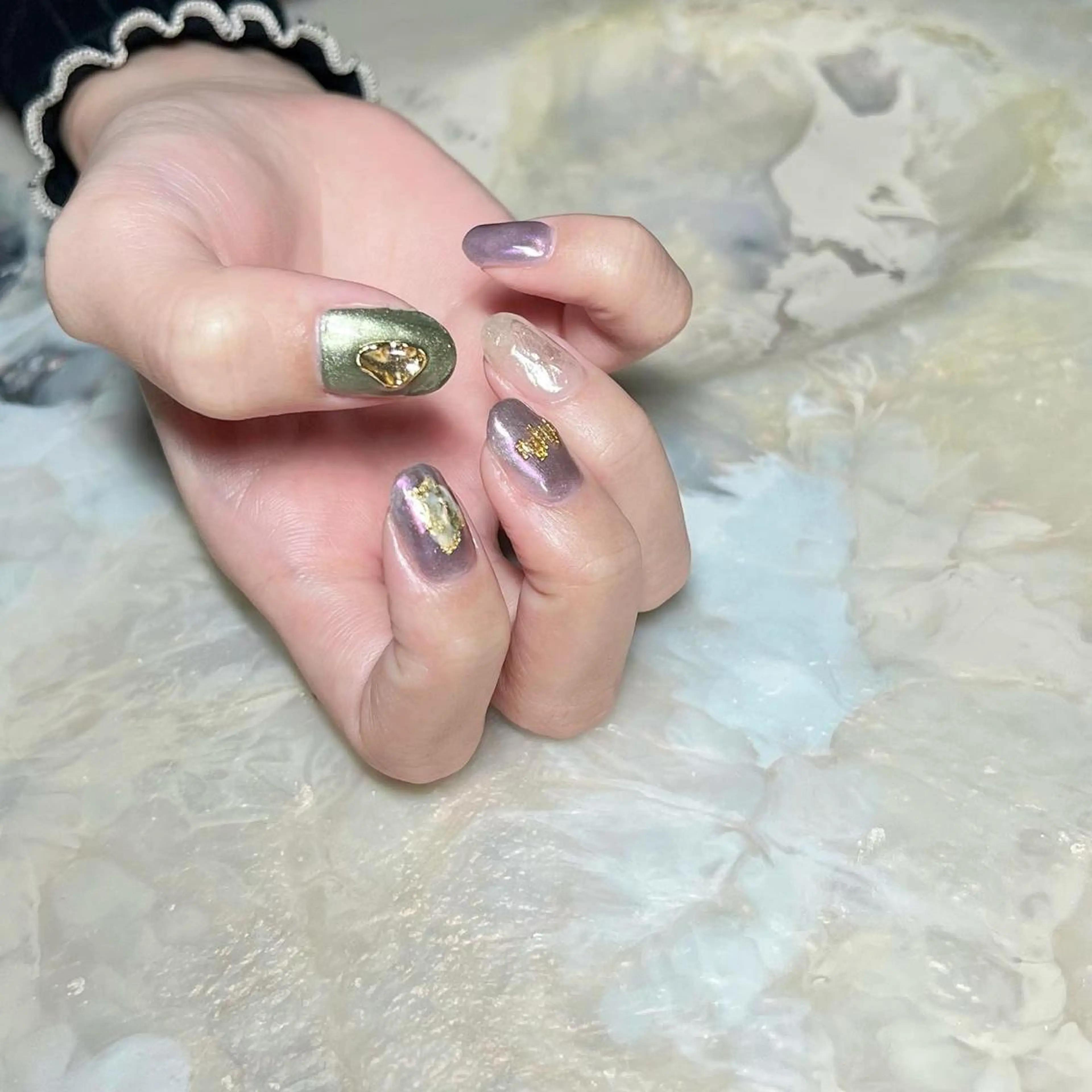 ネイル マグネットネイル ニュアンスネイル ショートネイル gemickle nailのネイルデザイン