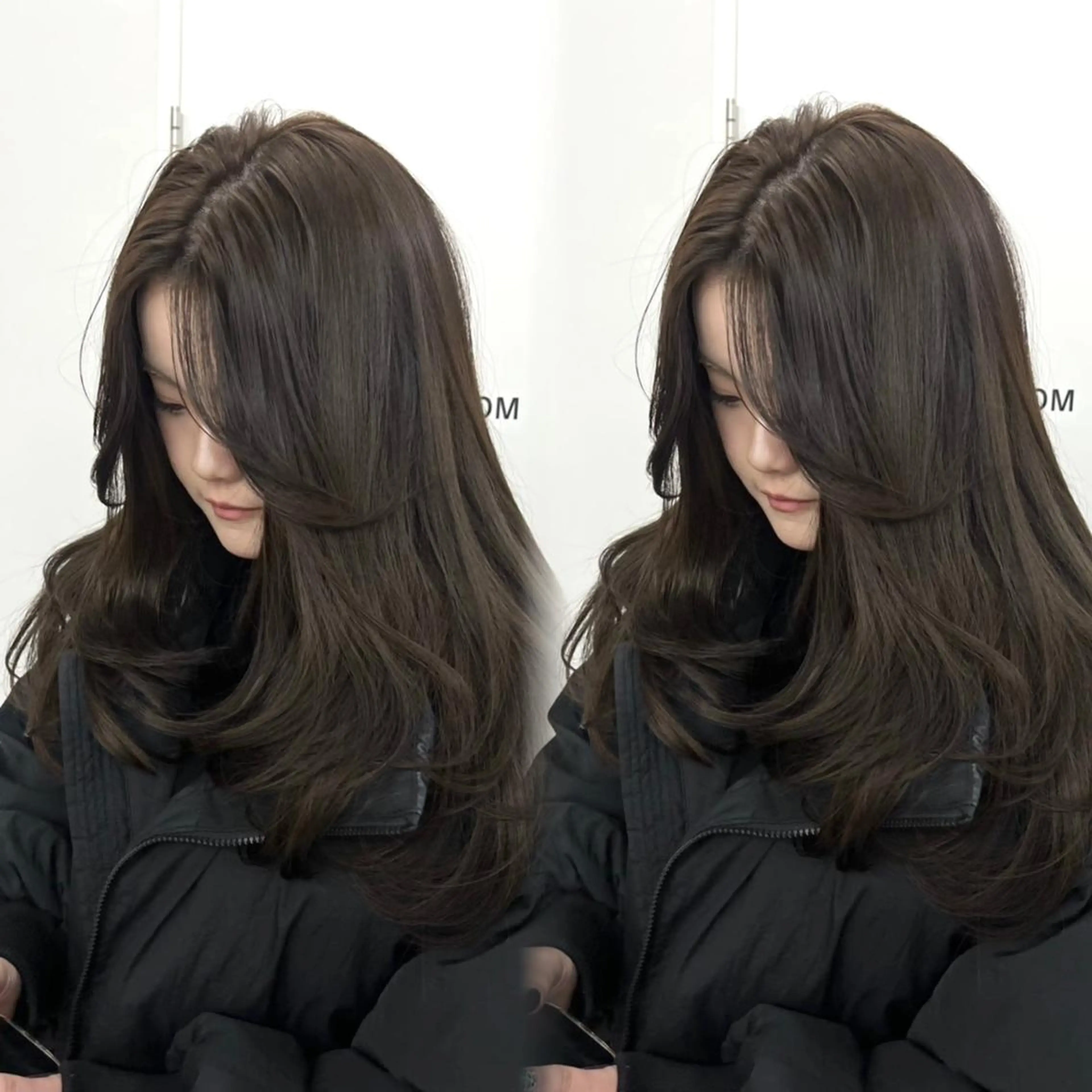 セミロング 顔周りカット 韓国風ヘア レイヤーカット 小顔カット カット トリートメント ✨韓国レイヤー🦋 リピートNO.1✨のヘアスタイル