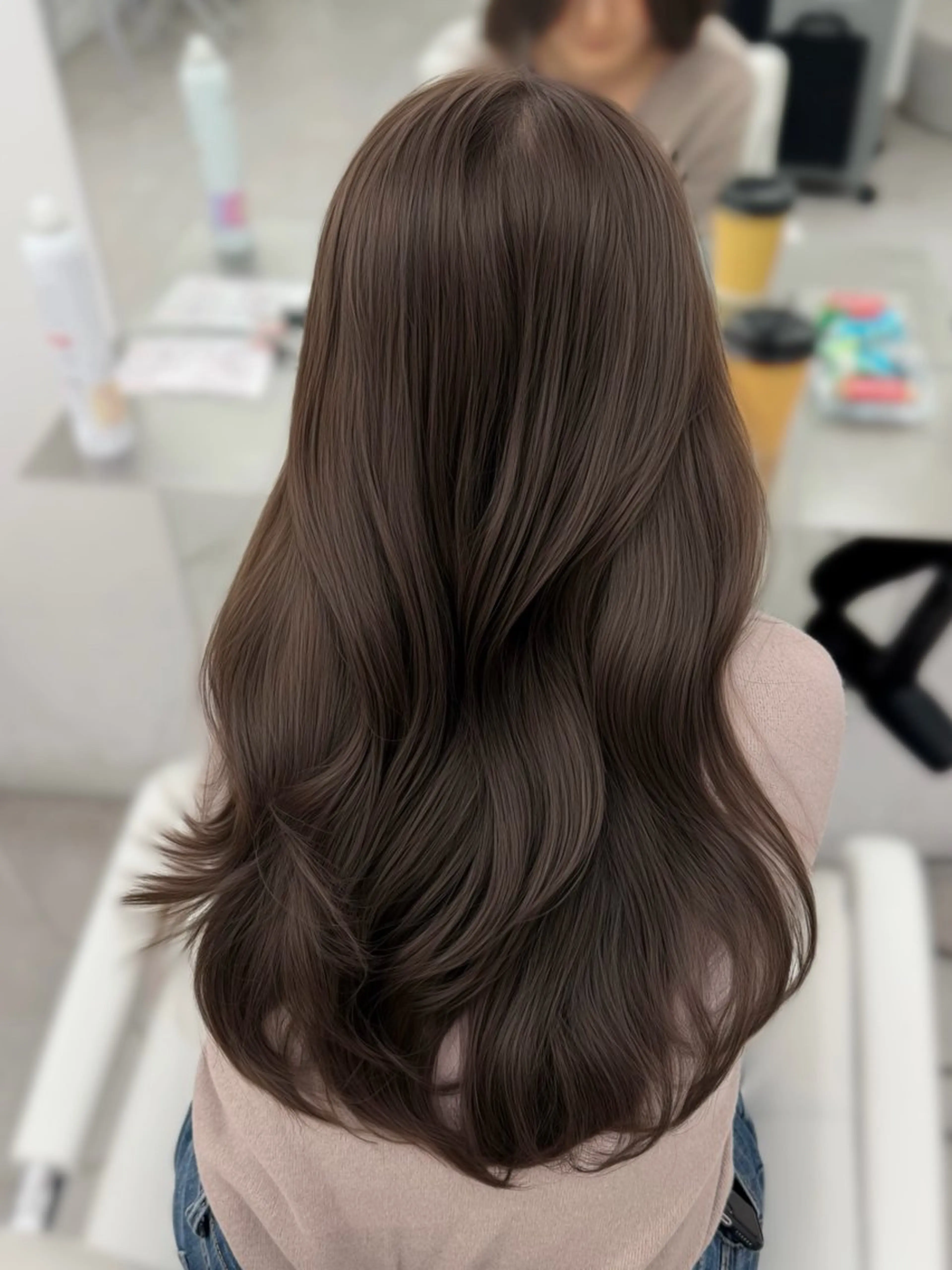ロング カラー キッズ ブラウンカラー カット ヘアカラー トリートメント 韓国ヘア/顔周り ヘアセット/加藤優里のヘアスタイル
