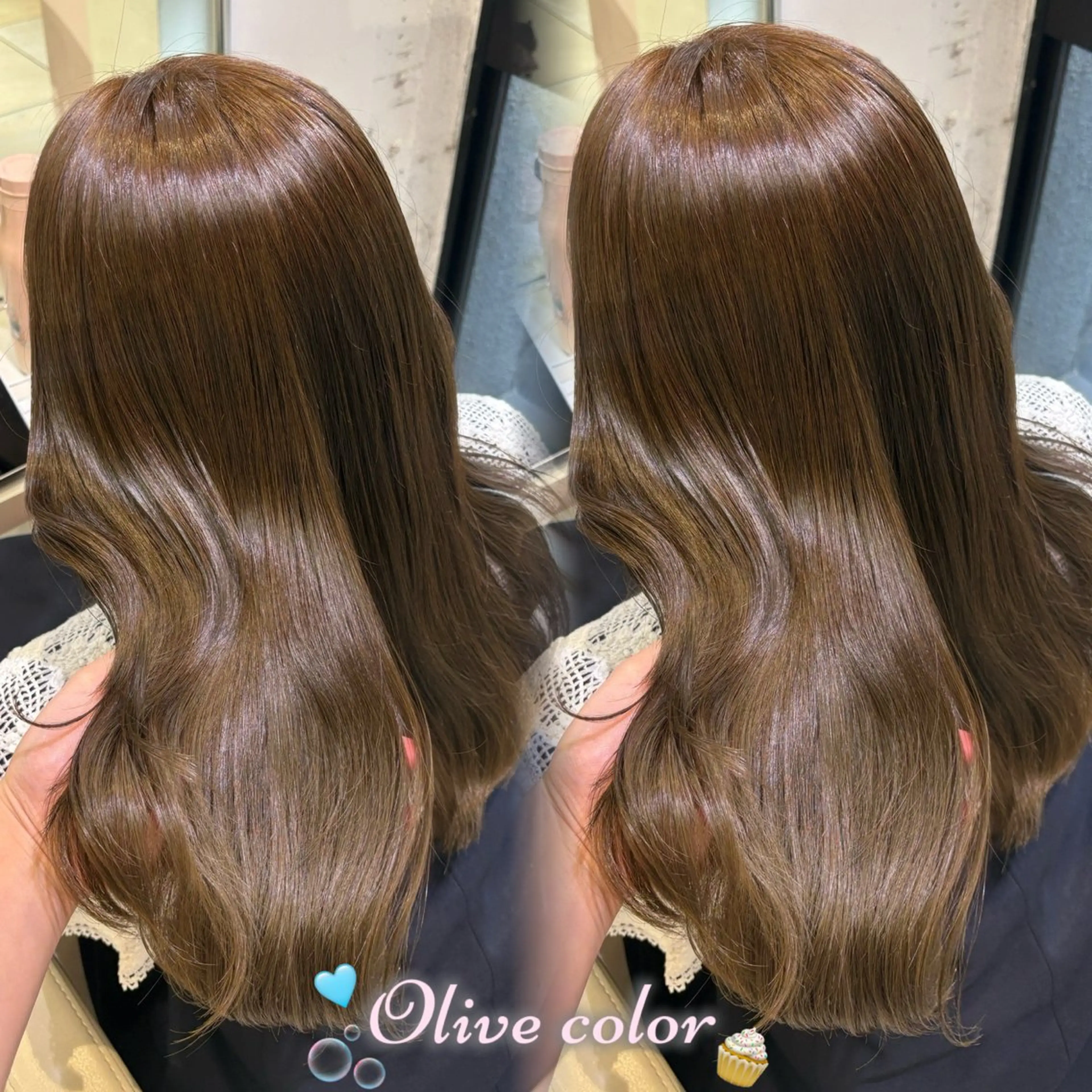 ロング カラー 透明感カラー オリーブカラー ヘアカラー トリートメント 新宿/透明感カラー /韓国ヘアKANA♡のヘアスタイル