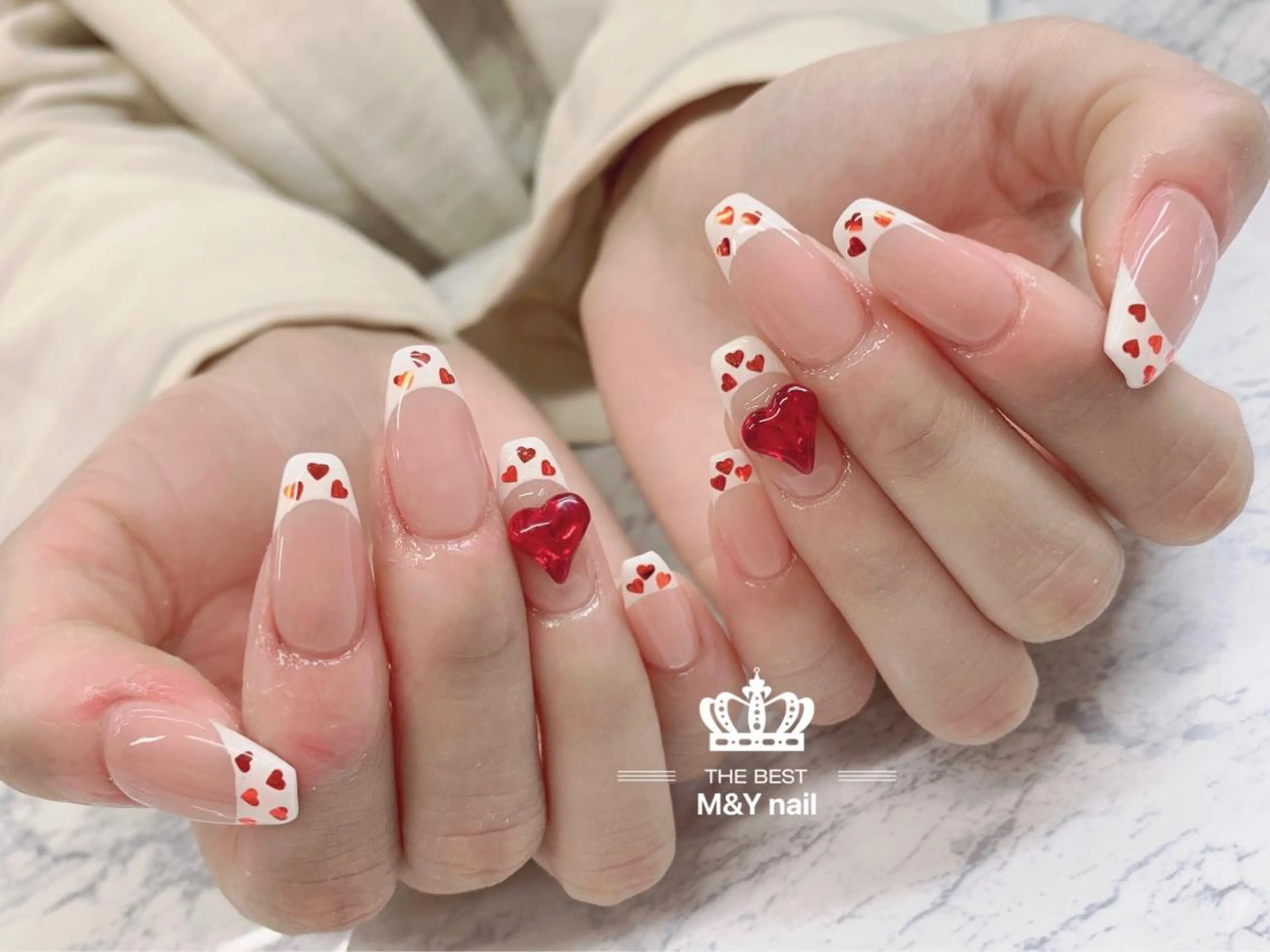 ネイル ハート ハンドネイル M&Y NailSalonのネイルデザイン