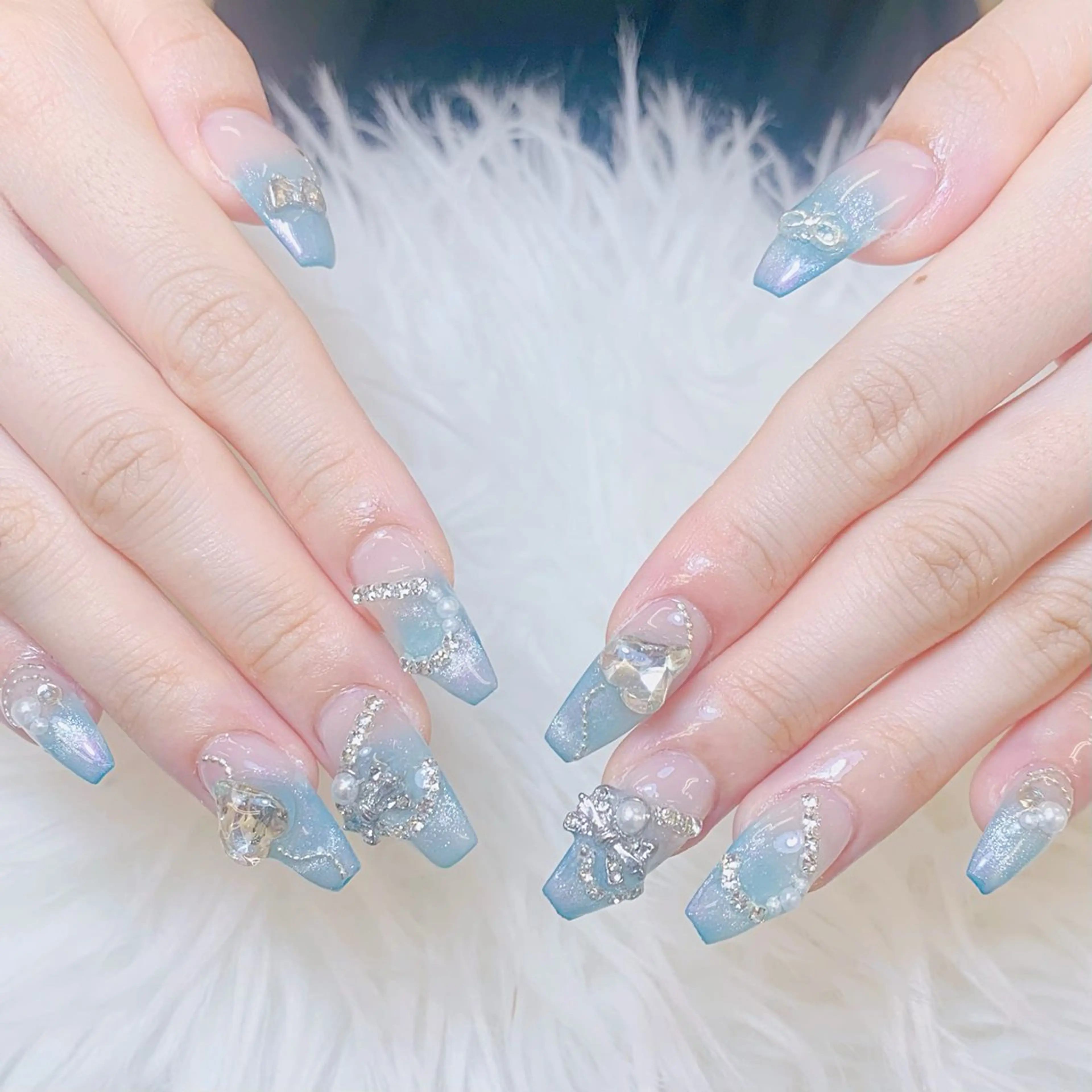ネイル チークネイル 長さ出し フラッシュネイル フレンチネイル グラデーション ハンドネイル AN NAIL SALONのネイルデザイン