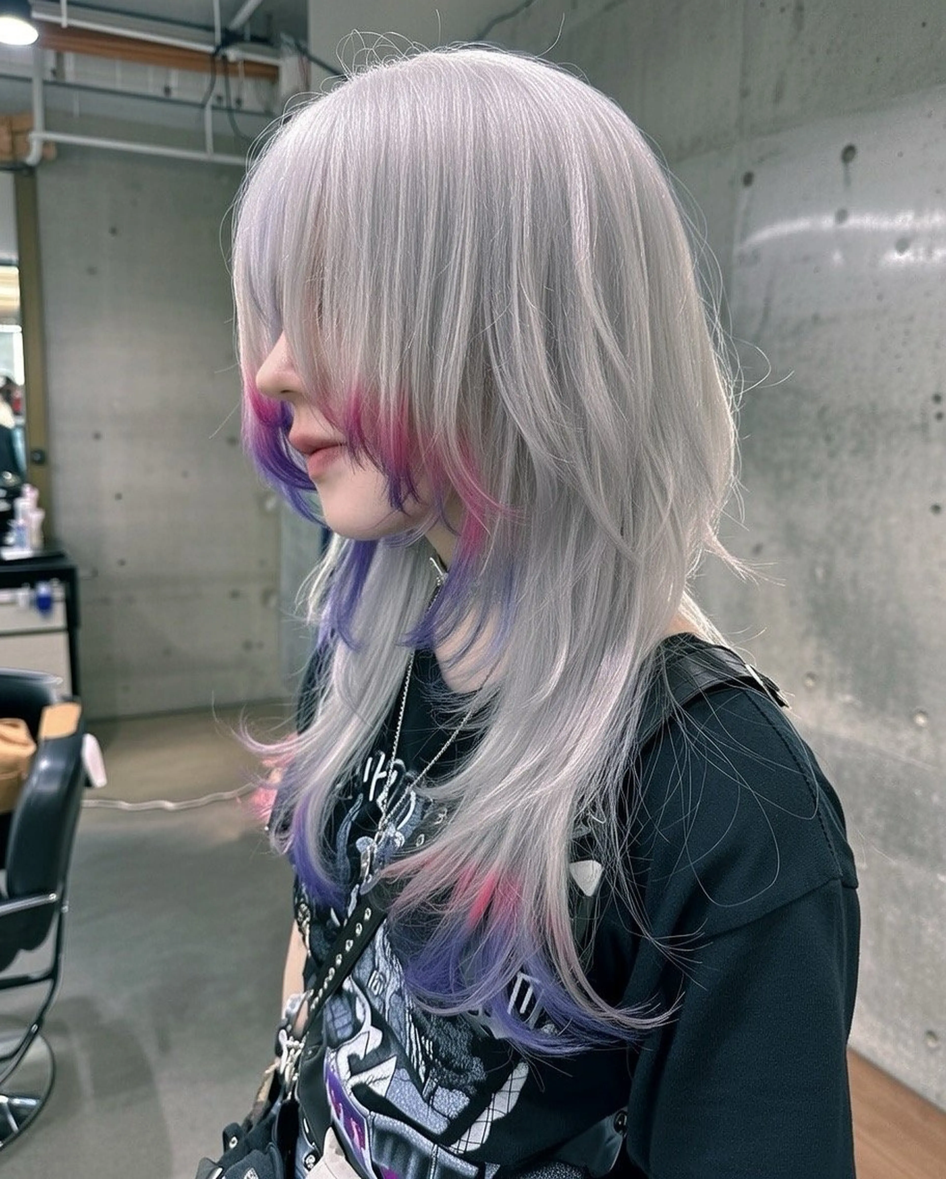 ロング カラー デザインカラー ハイトーンカラー ウルフカット ヘアカラー トリートメント レイヤー/ウルフ ハイトーンhiroのヘアスタイル