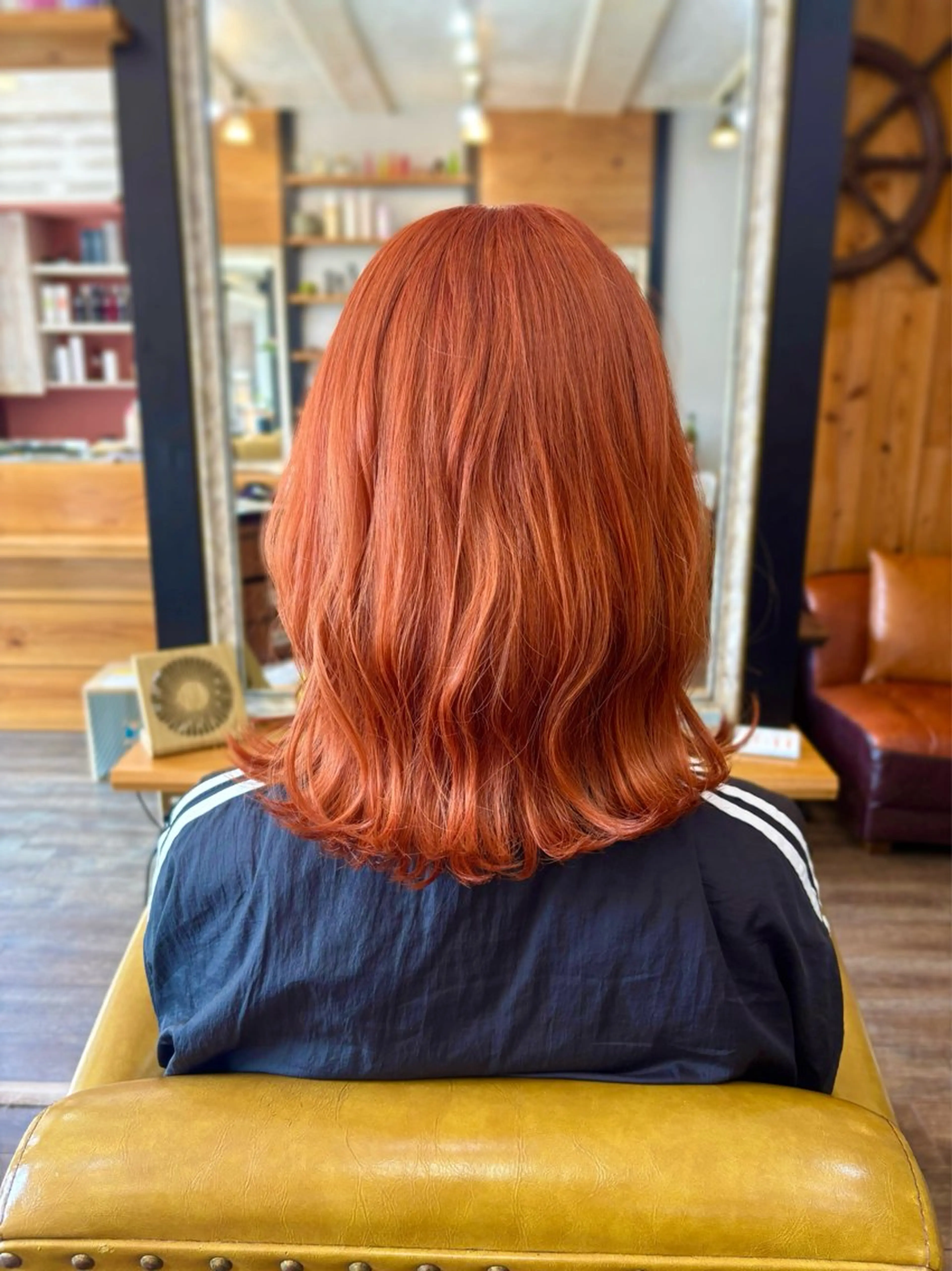 セミロング カラー 透明感カラー オレンジ ピンクカラー 立川 allu｜細谷 ションのヘアスタイル