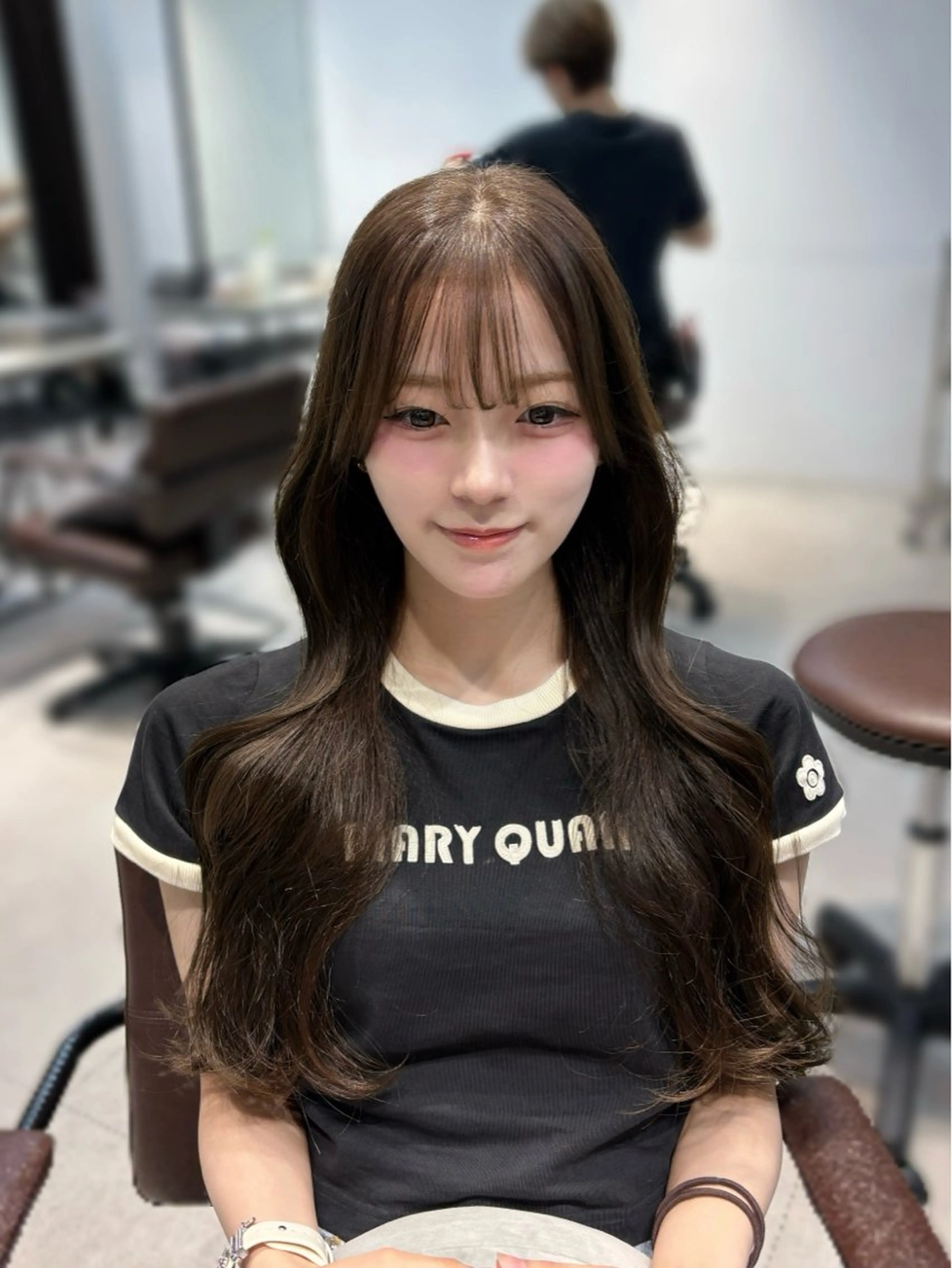 ロング カラー カット ヘアカラー ninaアイドル前髪 ×透明感🎀のヘアスタイル