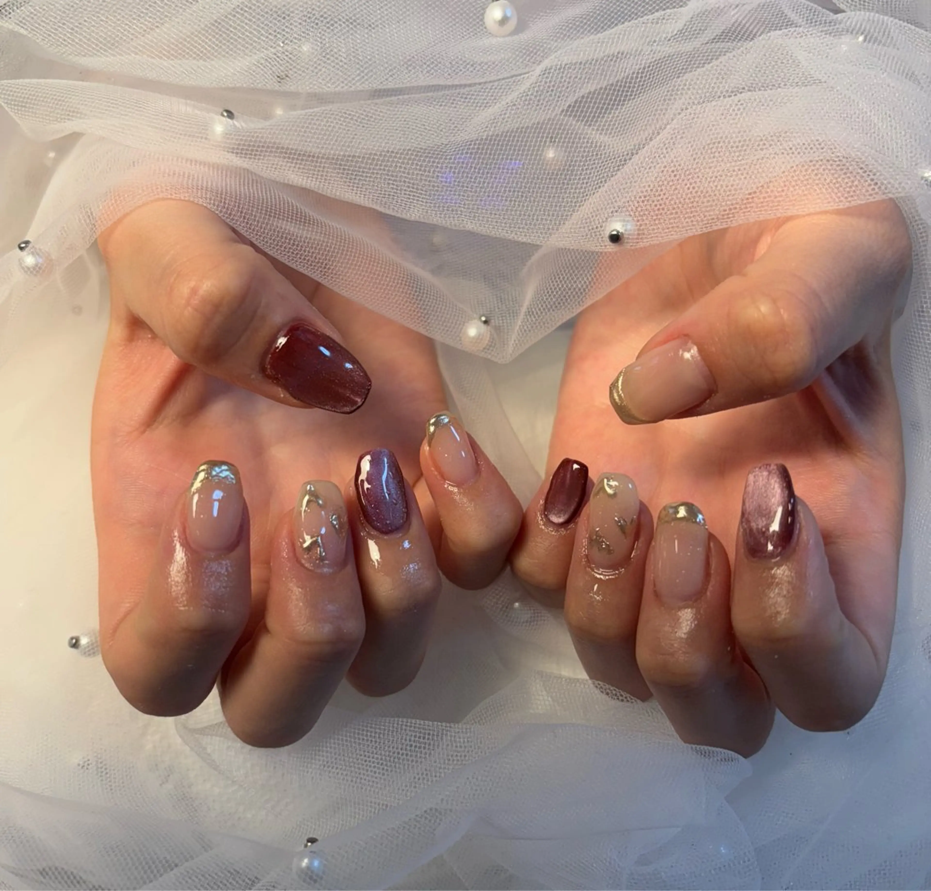 ネイル フラッシュネイル フットネイル フレンチネイル ジェルネイル ガラスフレンチ Nail salon Natulalのネイルデザイン