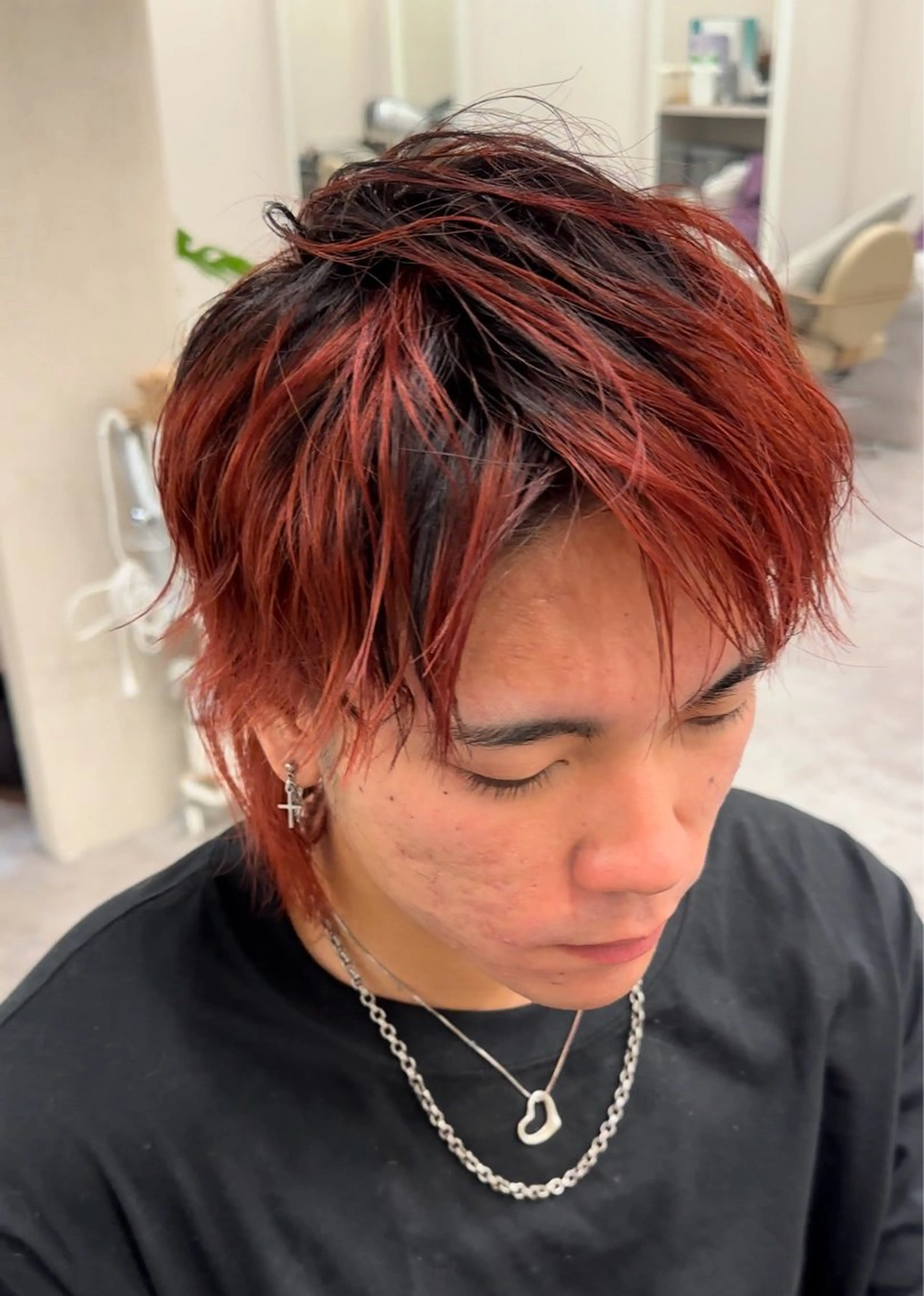 ショート カラー カット ヘアカラー ボブ、レイヤー、 ハイトーン、古淵のヘアスタイル