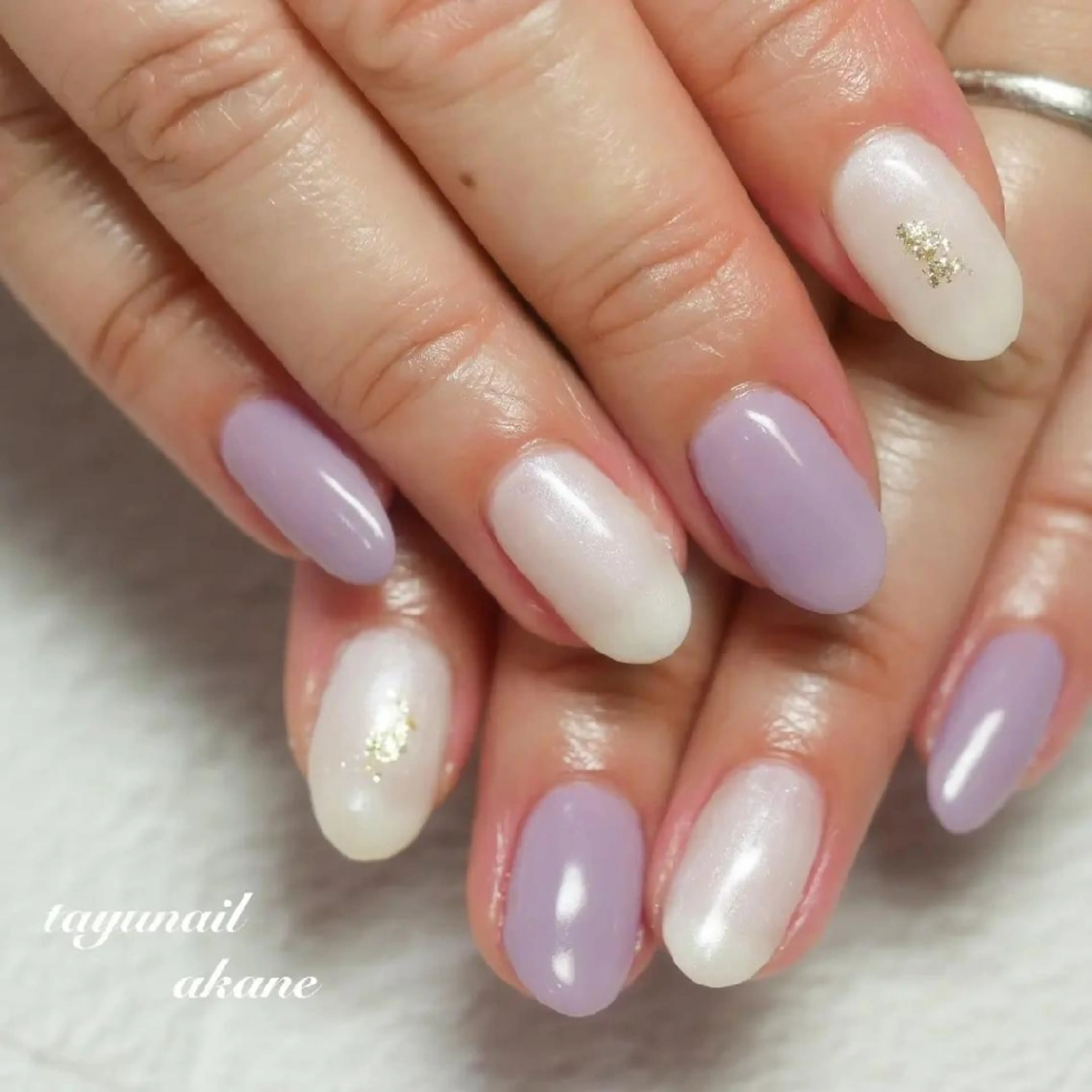 ネイル オーロラネイル ブルー ジェルネイル パラジェル パープル ネイルサロン 【たゆnail】のネイルデザイン