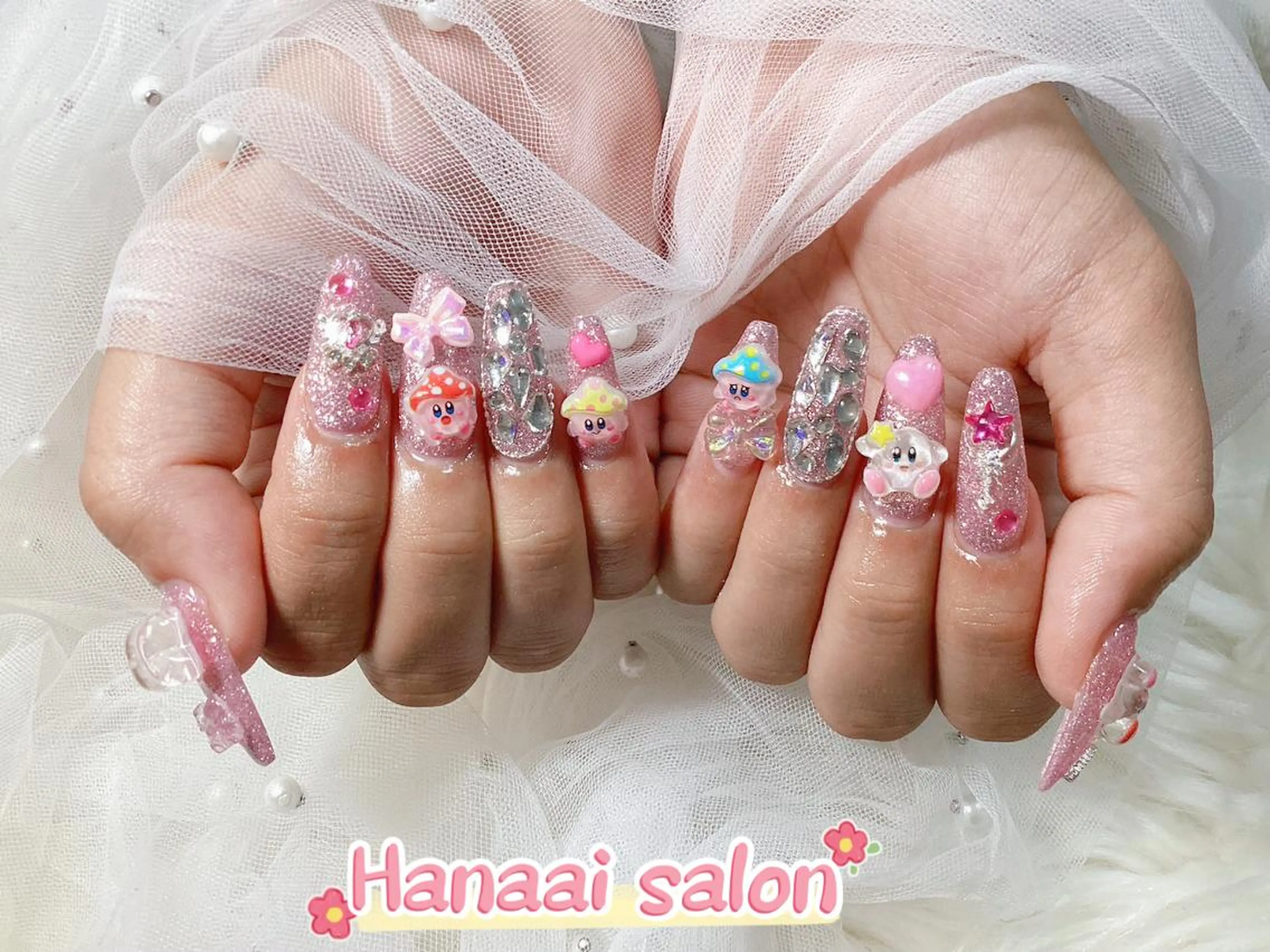 ロング 韓国風ヘア ハンドネイル Hanaai Salon新宿店のネイルデザイン