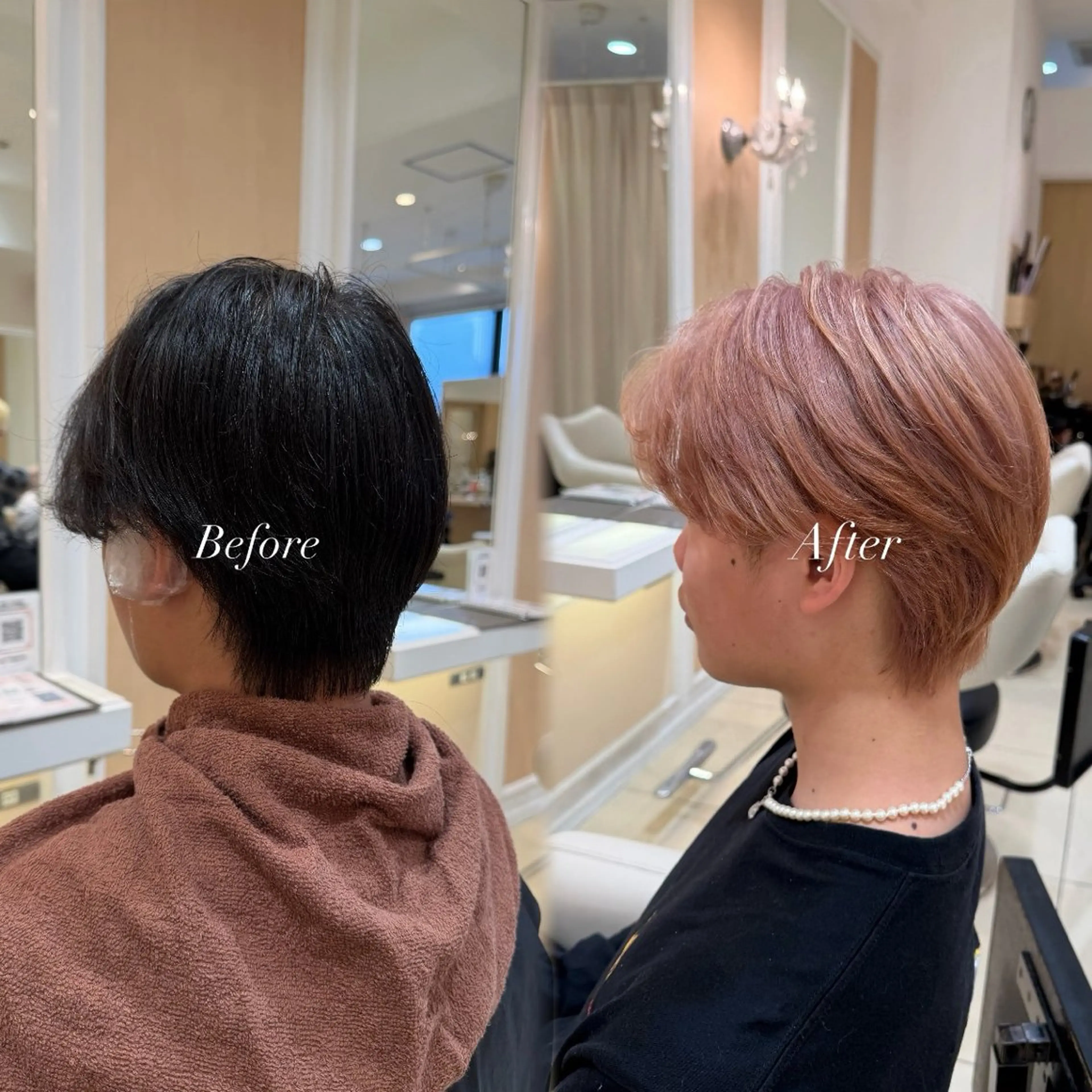 カラー メンズ メンズブリーチ ブリーチ ピンクカラー カット ヘアカラー ☆Ash中目黒 浦野遥☆*。のヘアスタイル