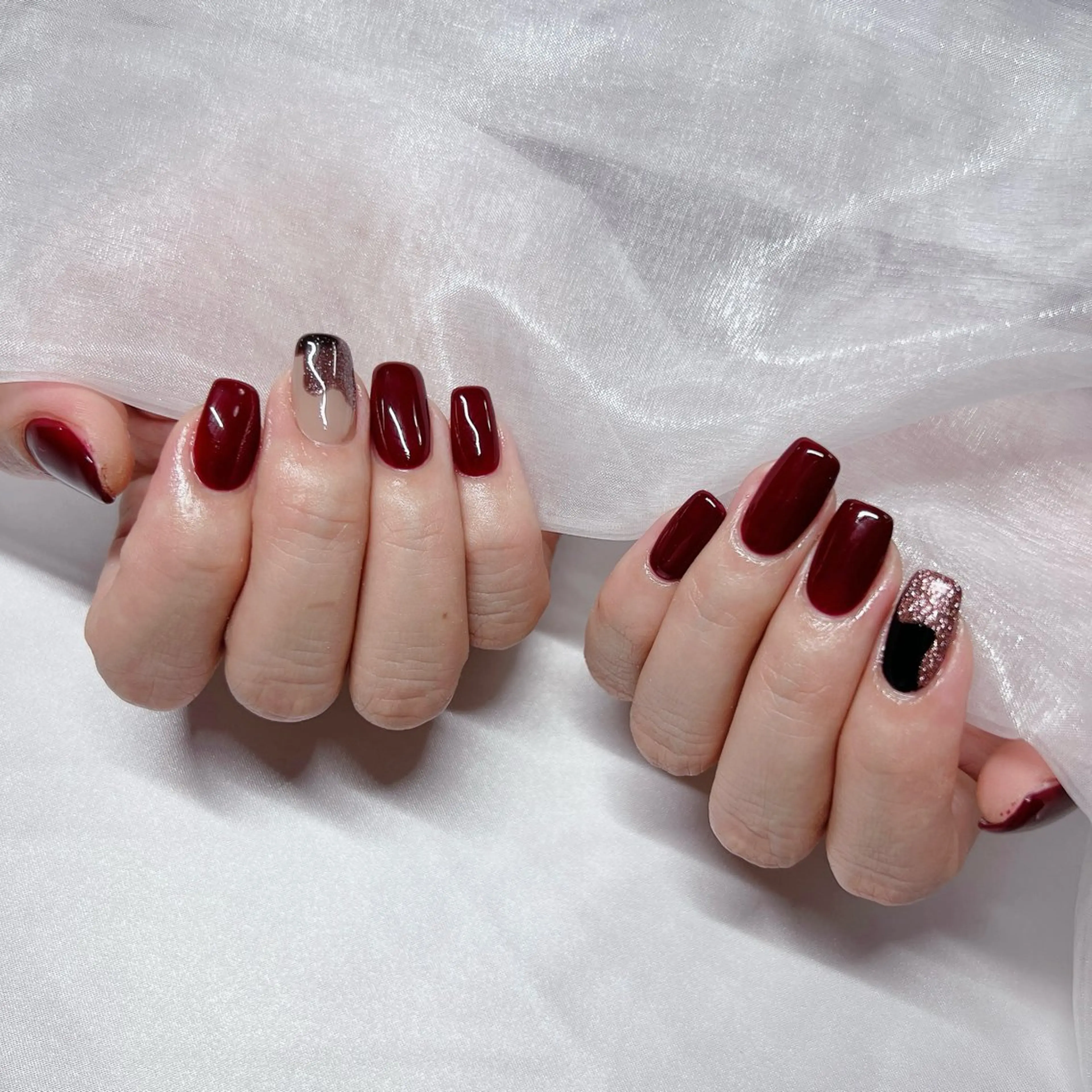 ネイル ジェルネイル 韓国ネイル ラメ(グリッター) マグネットネイル 持ち込み ハンドネイル nail salon Rewardのネイルデザイン