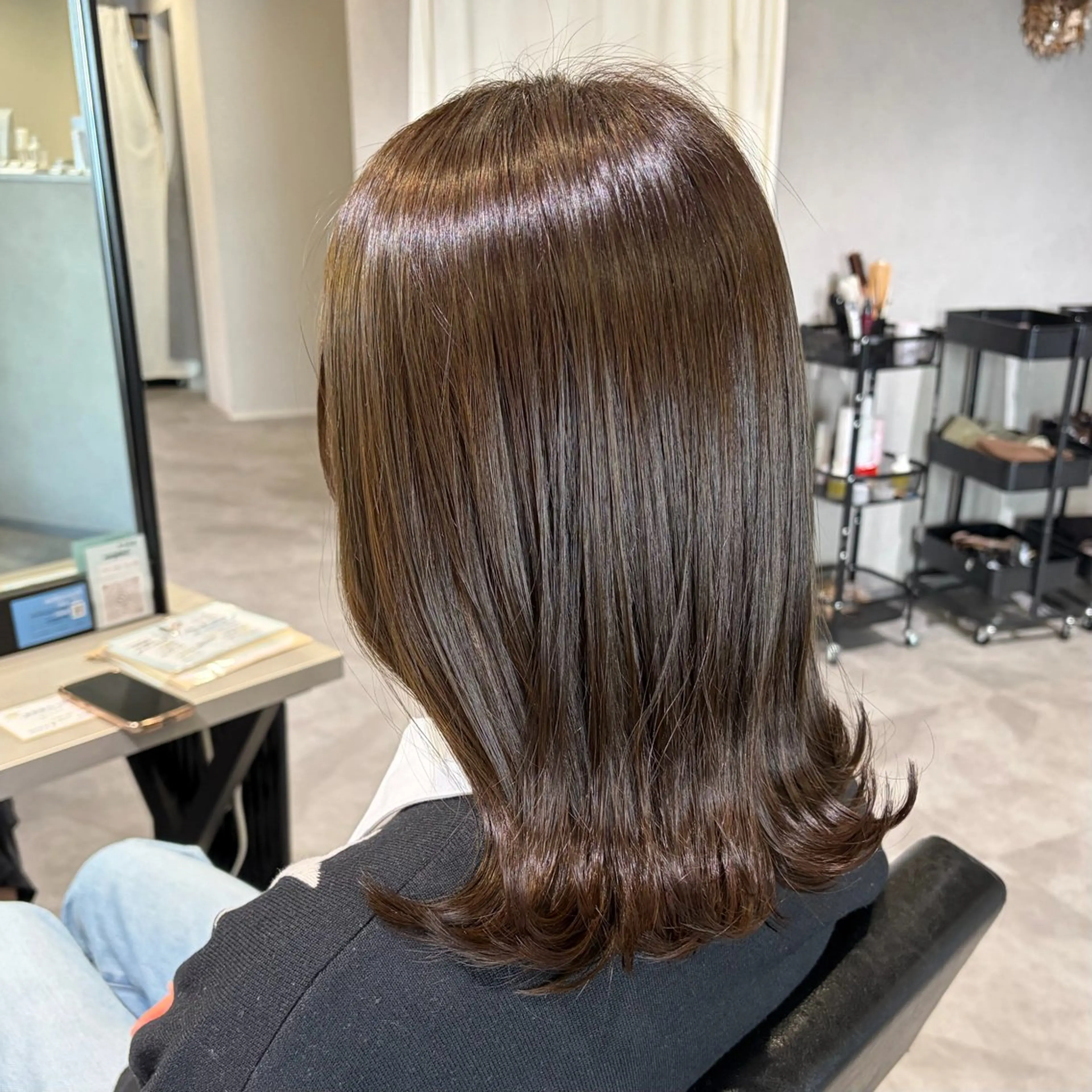 ミディアム カラー ベージュカラー 透明感カラー オリーブベージュ ヘアカラー トリートメント MIRUKA/ 暖色カラー/ベージュのヘアスタイル