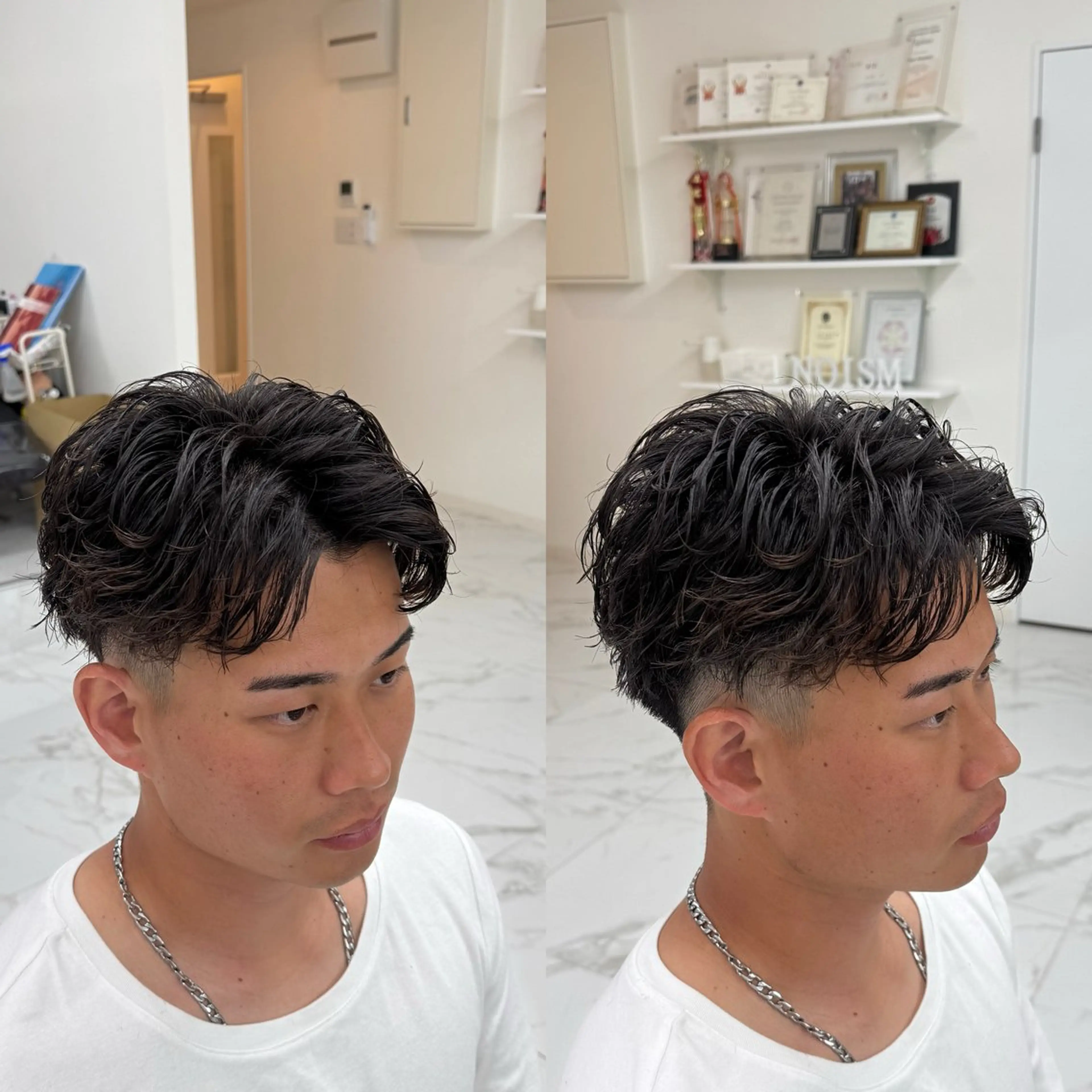 ショート カラー パーマ メンズ メンズ/パーマ/ 京都駅/井上光のヘアスタイル