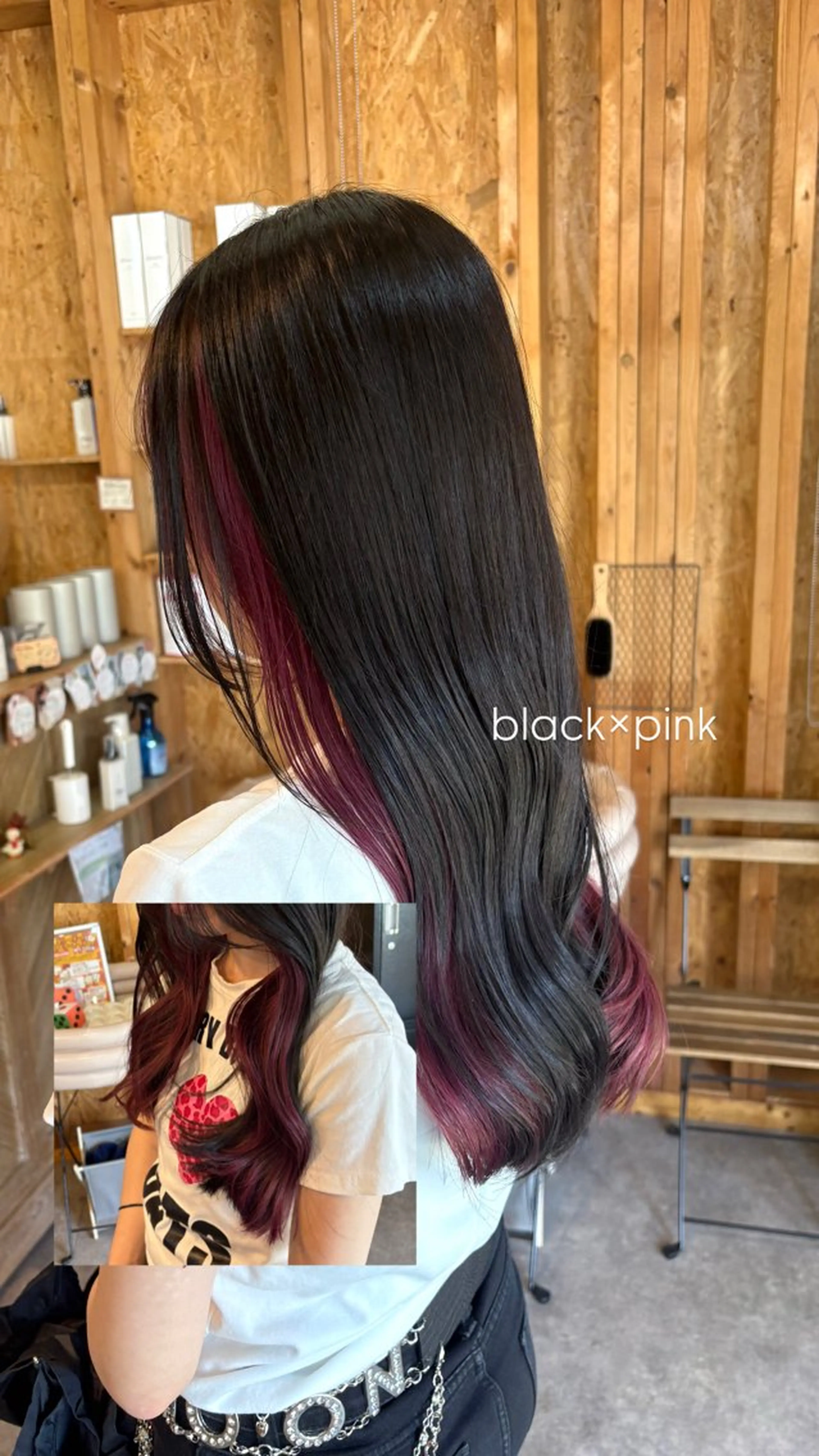 セミロング カラー ダブルカラー インナーカラー ピンクカラー ヘアカラー まろみ暖色×ボブ ×chia🕯のヘアスタイル