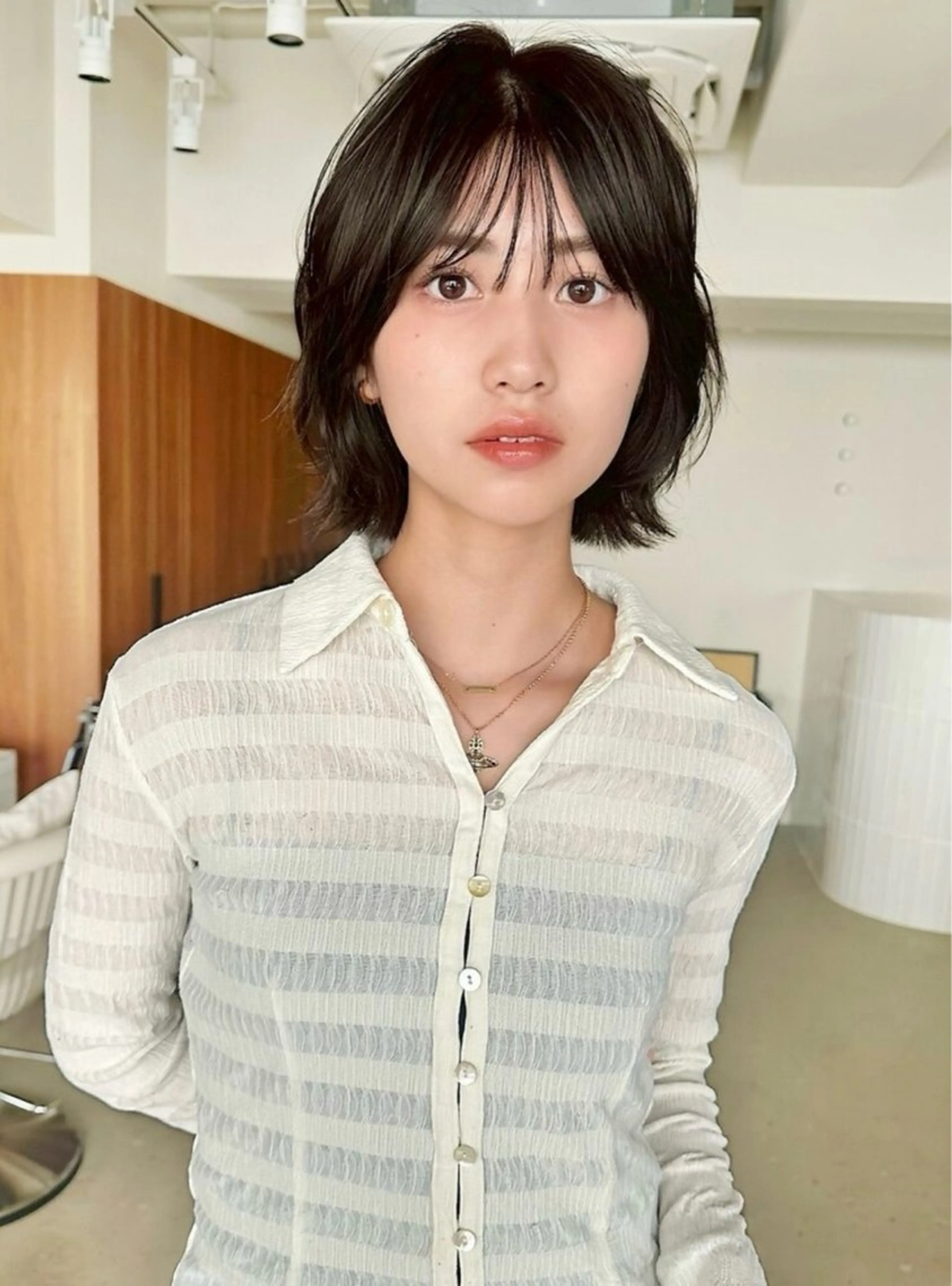 ショート カラー 切りっぱなしボブ ベージュカラー ブリーチ ダブルカラー グレージュ カット ヘアカラー トリートメント 小顔矯正/レイヤー 透明感カラー✨生真のヘアスタイル