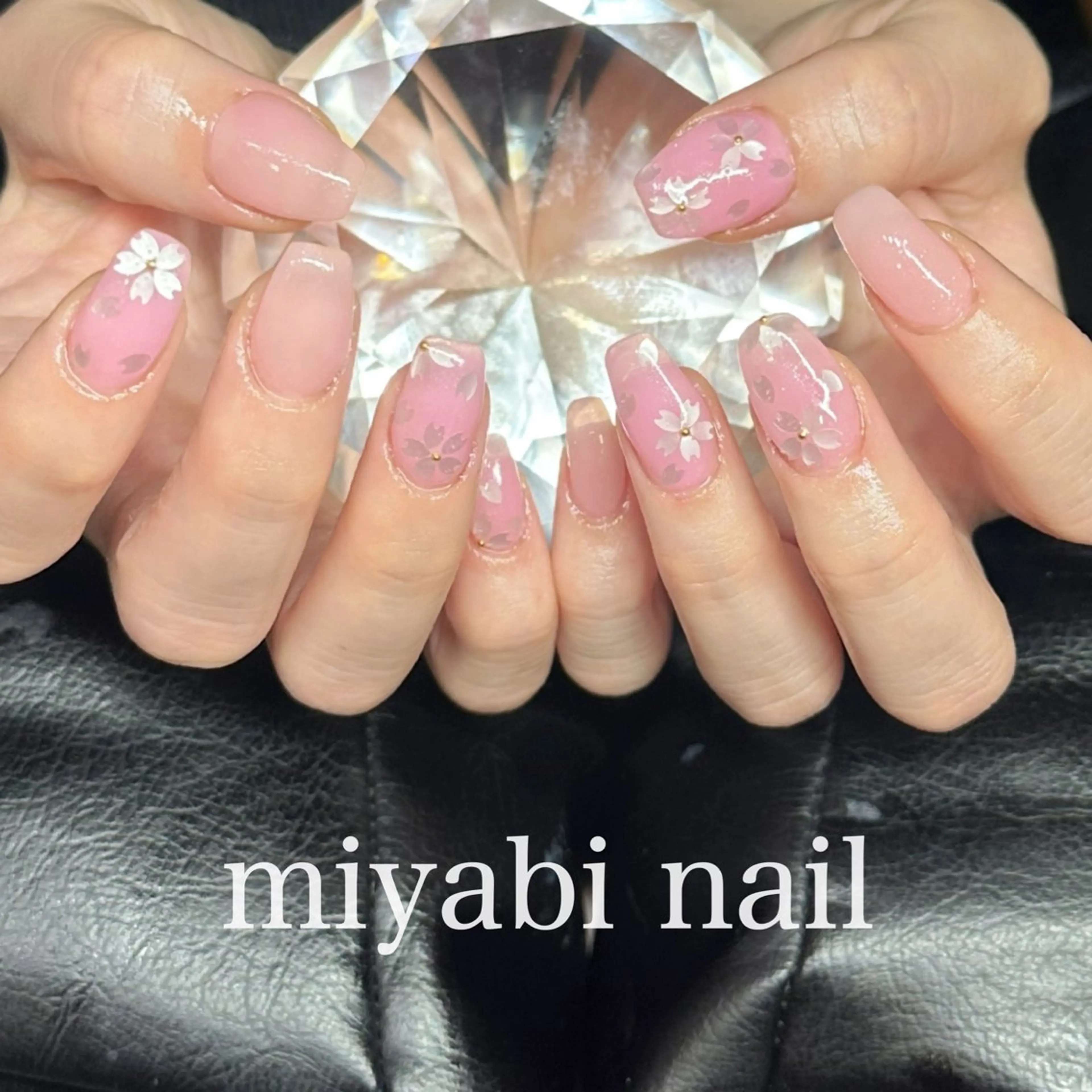 ネイル アートネイル 桜ネイル ラメ(グリッター) 持ち込み オフィスネイル ハンドネイル miyabi nail 桂川駅近くのネイルデザイン