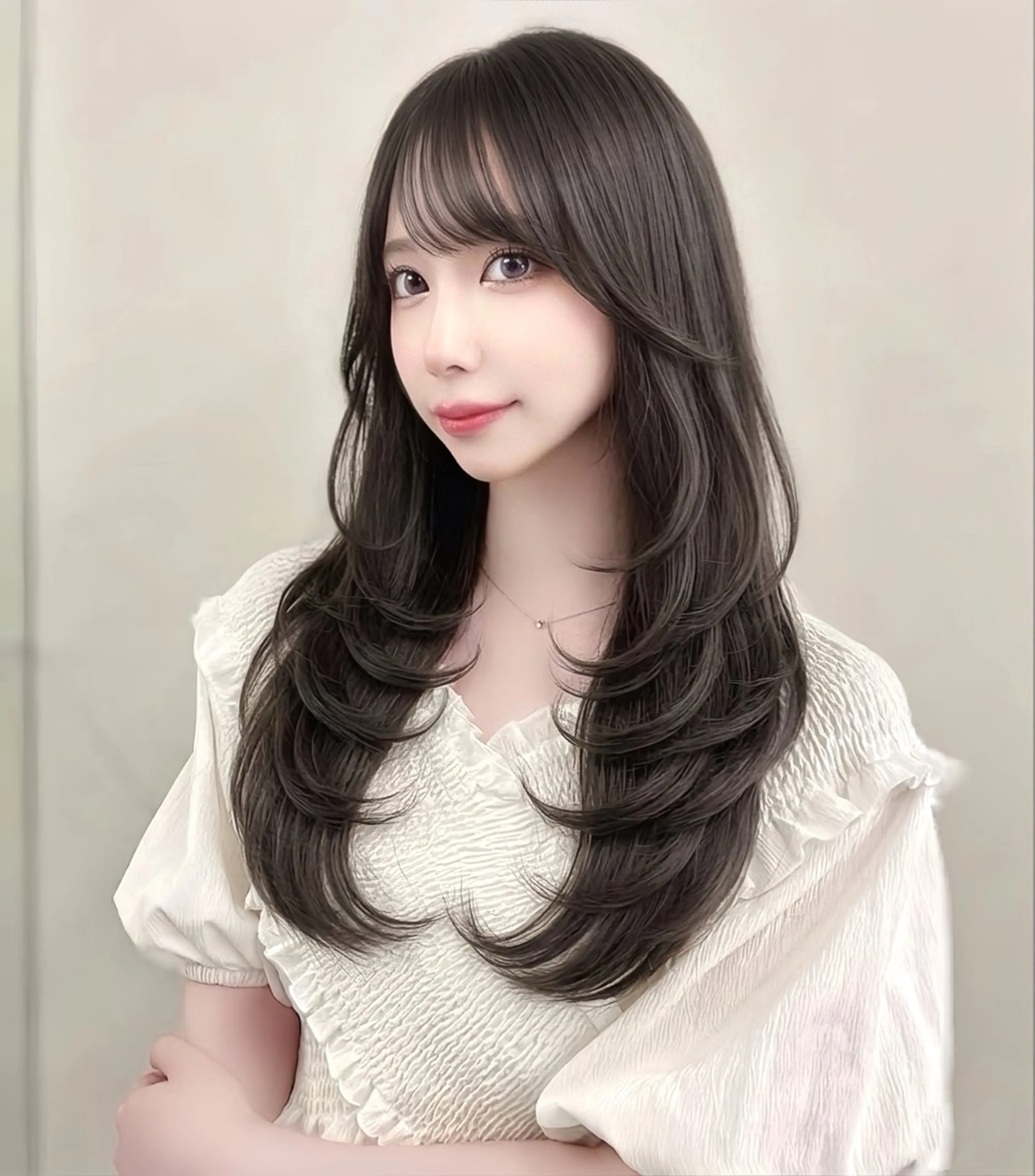 ロング カラー カット ヘアカラー トリートメント レイヤー/髪質改善 /透け感カラー/艶髪のヘアスタイル