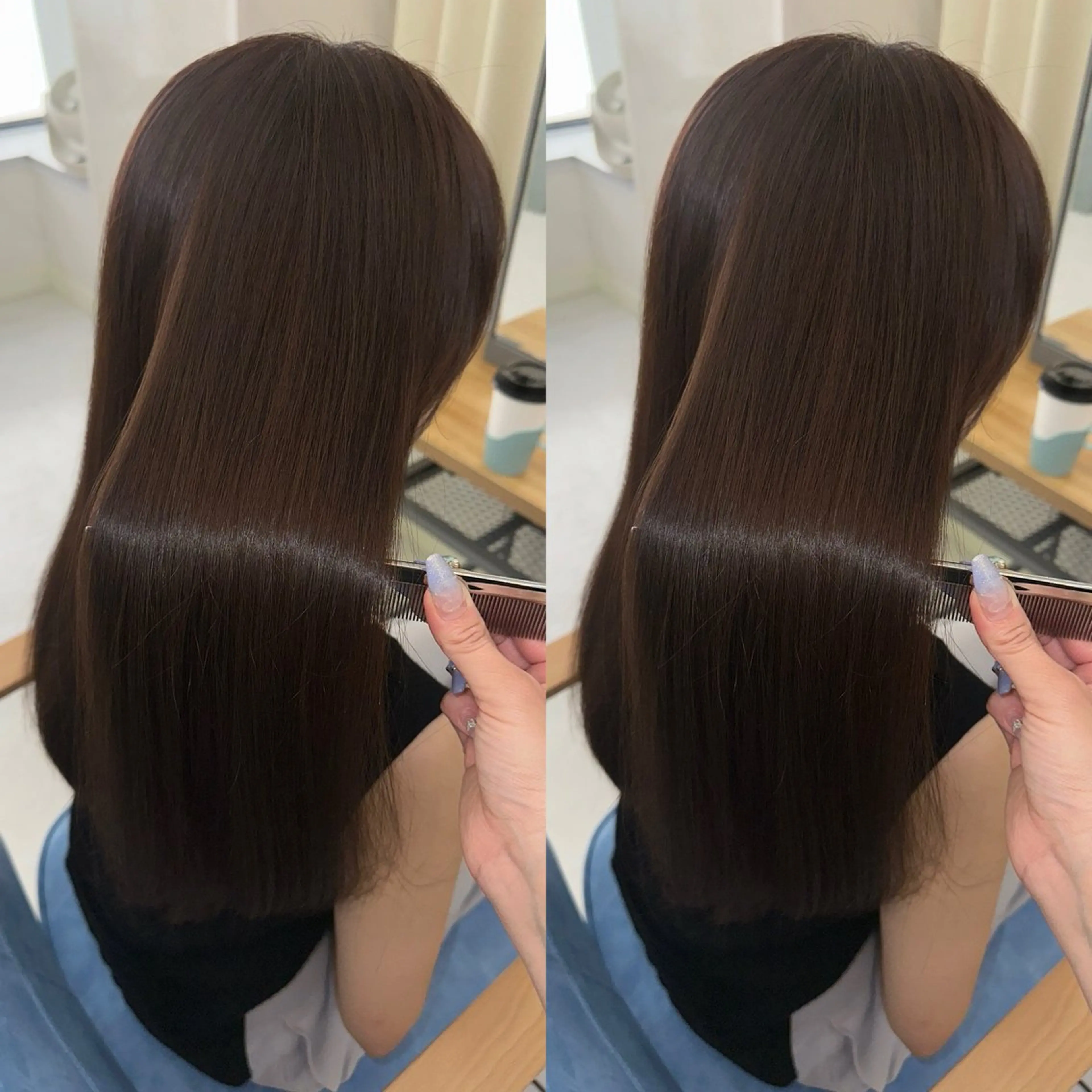 ロング カラー ブリーチ ブラウンカラー 透明感カラー インナーカラー 髪質改善 縮毛矯正×ボブ💎 髪質改善/木下のヘアスタイル