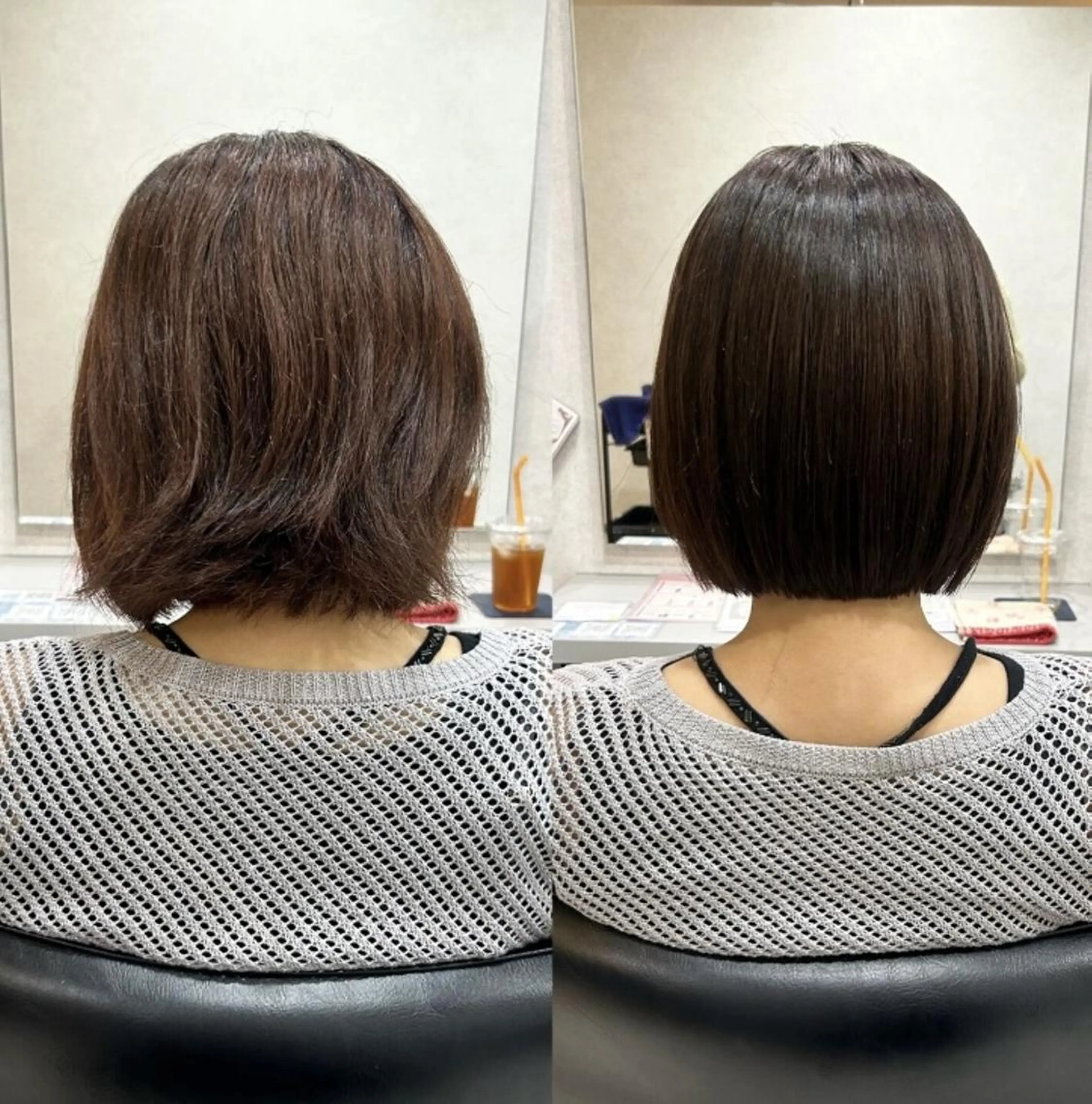ミディアム カラー カット ヘアカラー トリートメント 柔らかい縮毛矯正/ ボブ/北林のヘアスタイル