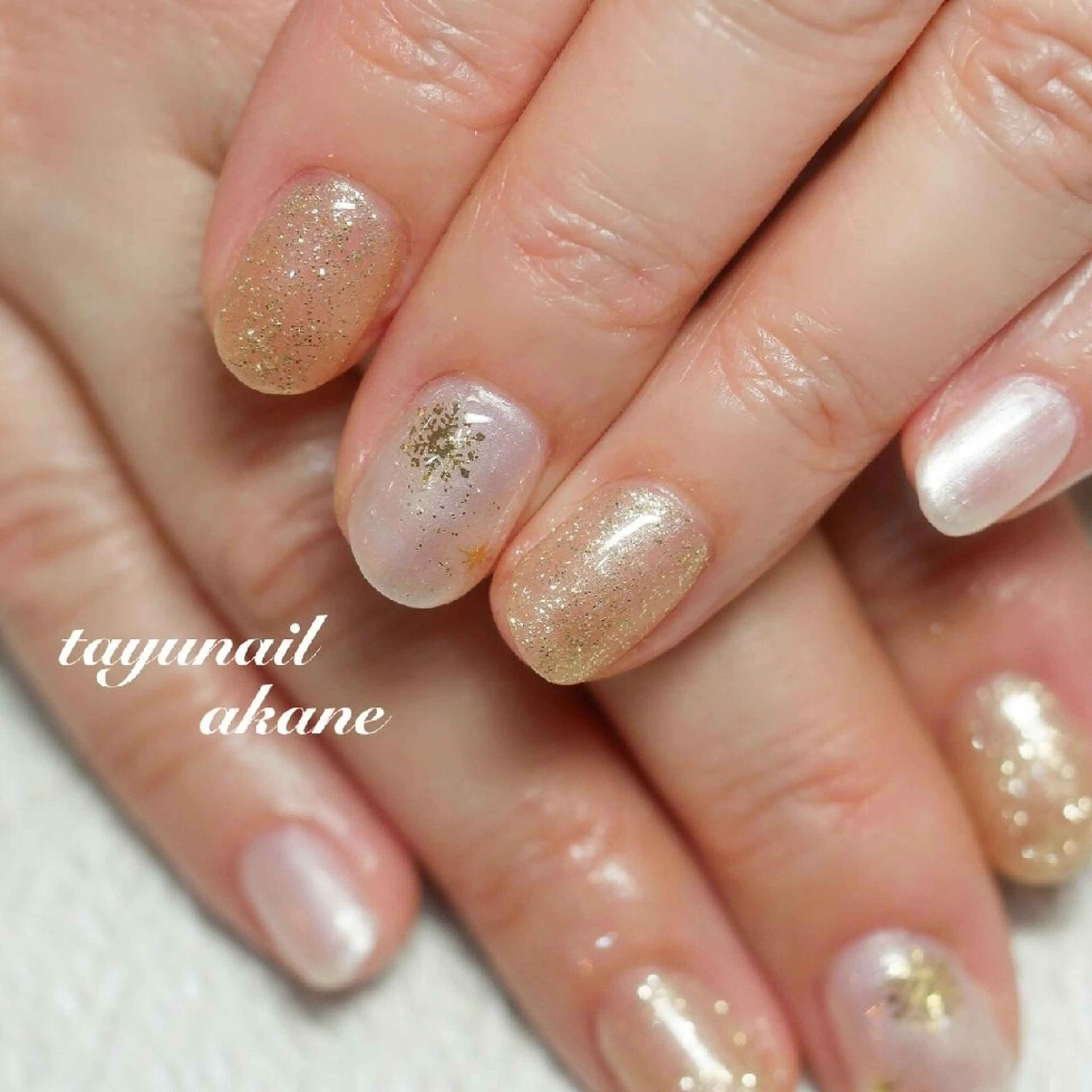 ネイル アートネイル ブルー ジェルネイル パラジェル ホワイト ネイルサロン 【たゆnail】のネイルデザイン