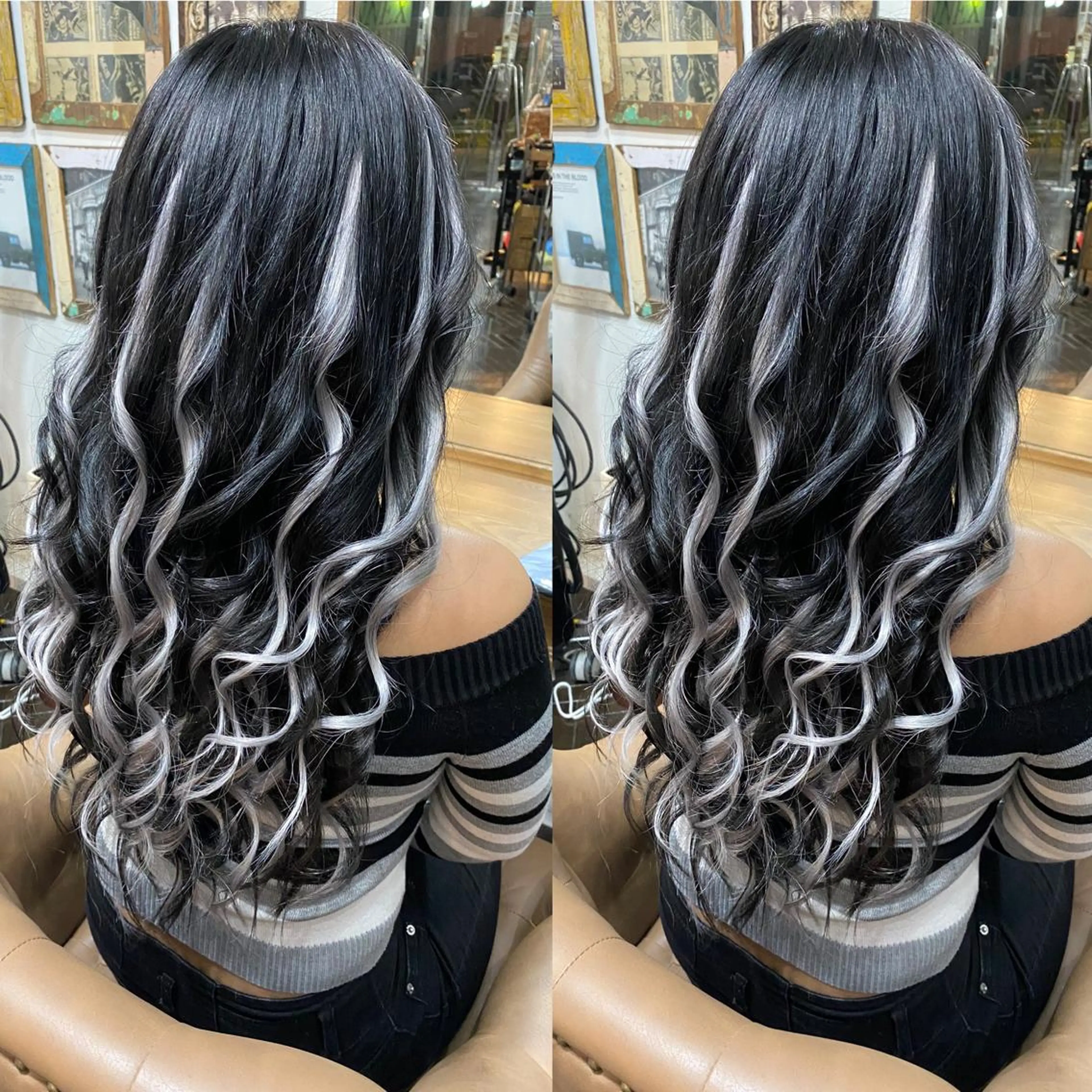 ロング カラー バレイヤージュ ブリーチ ブロンド ダブルカラー イヤリングカラー モモカ/ハイトーン /バレイヤージュのヘアスタイル