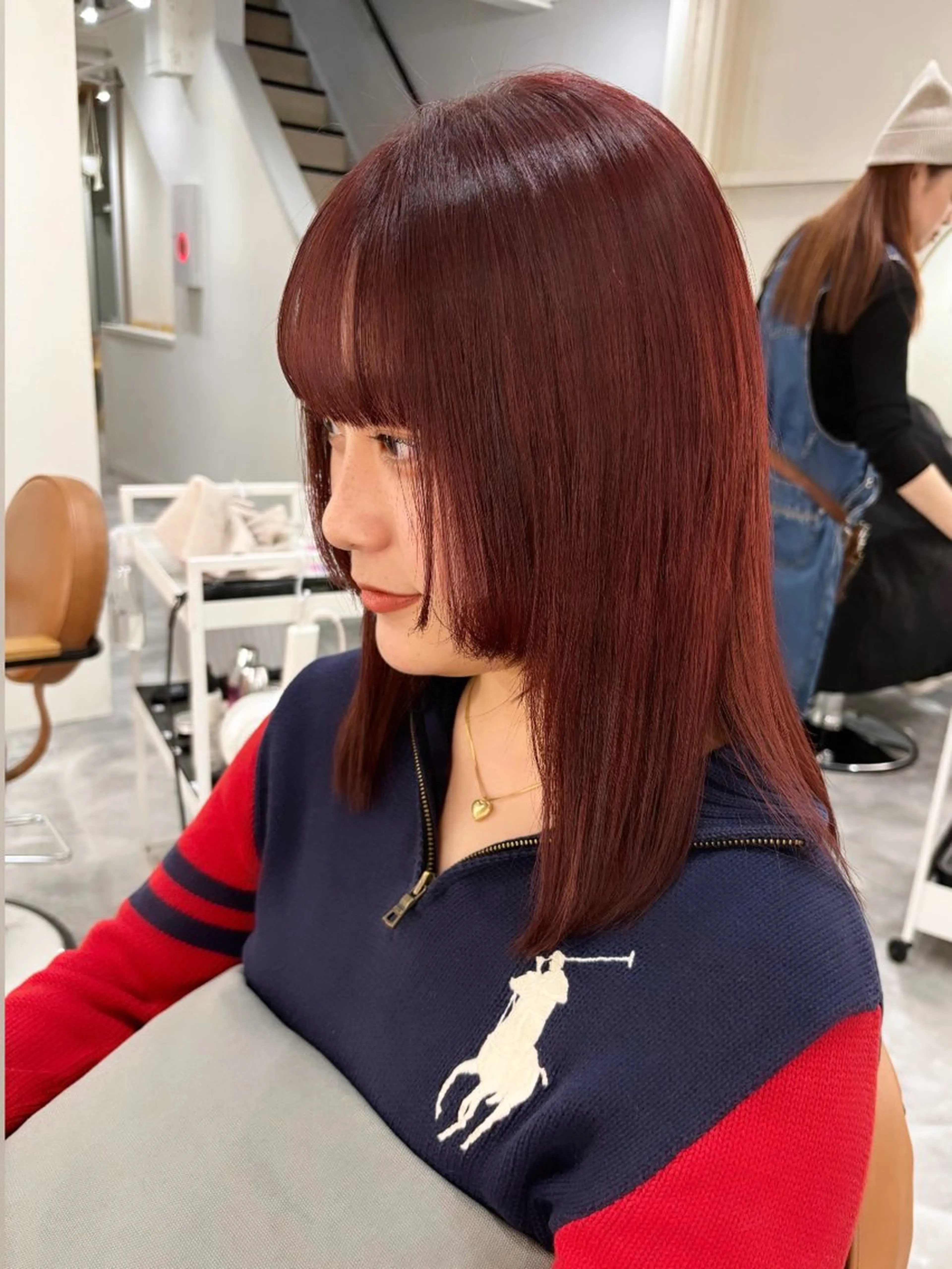 セミロング カラー ブリーチ ダブルカラー ブリーチなしカラー カット ヘアカラー 暖色カラー✨️ 門内 梨真のヘアスタイル