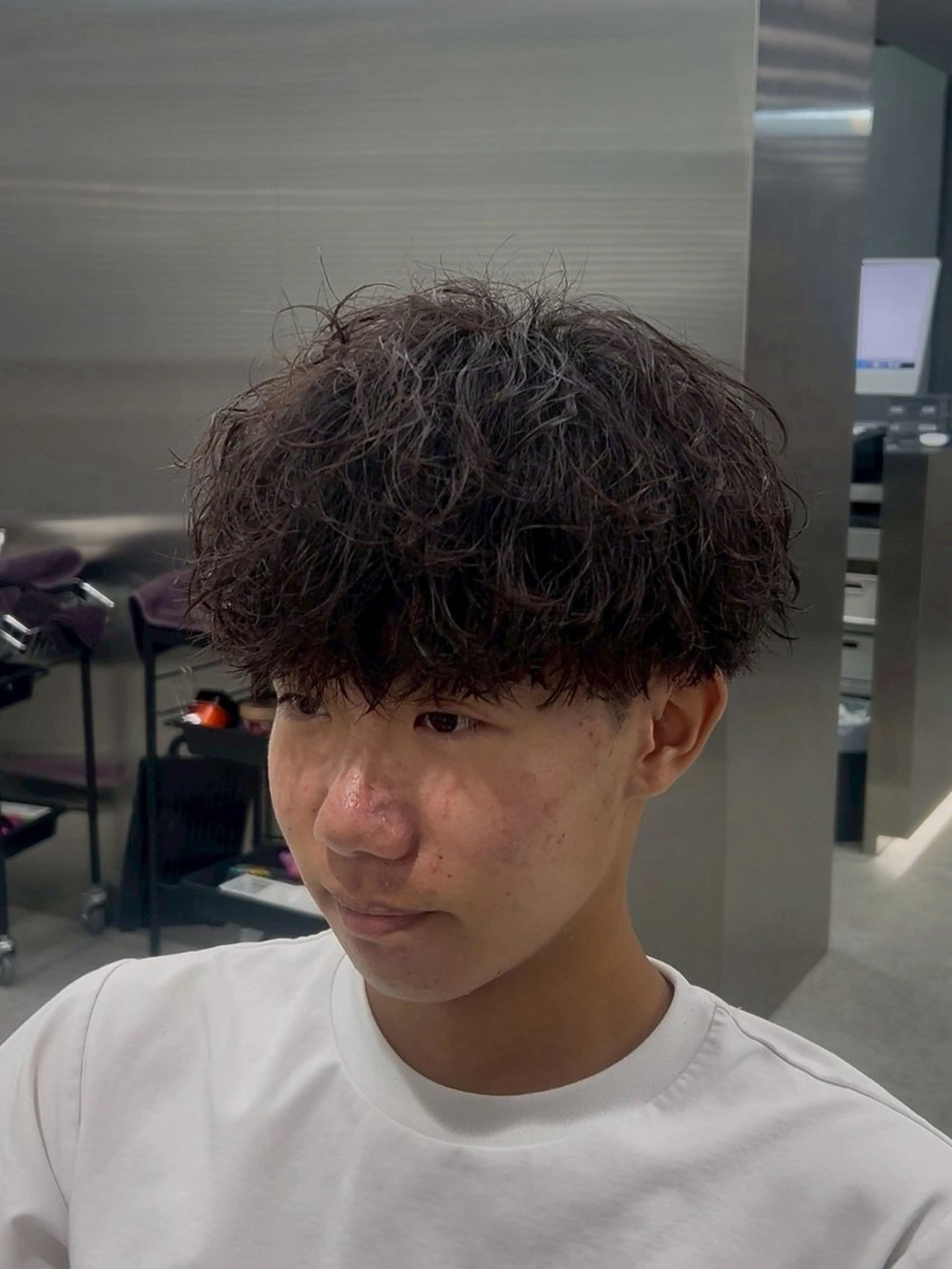 ショート カラー パーマ ヘアアレンジ メンズ キッズ アップバング センターパート メンズハイライト マッシュ メンズパーマ 福田 朝輝のヘアスタイル