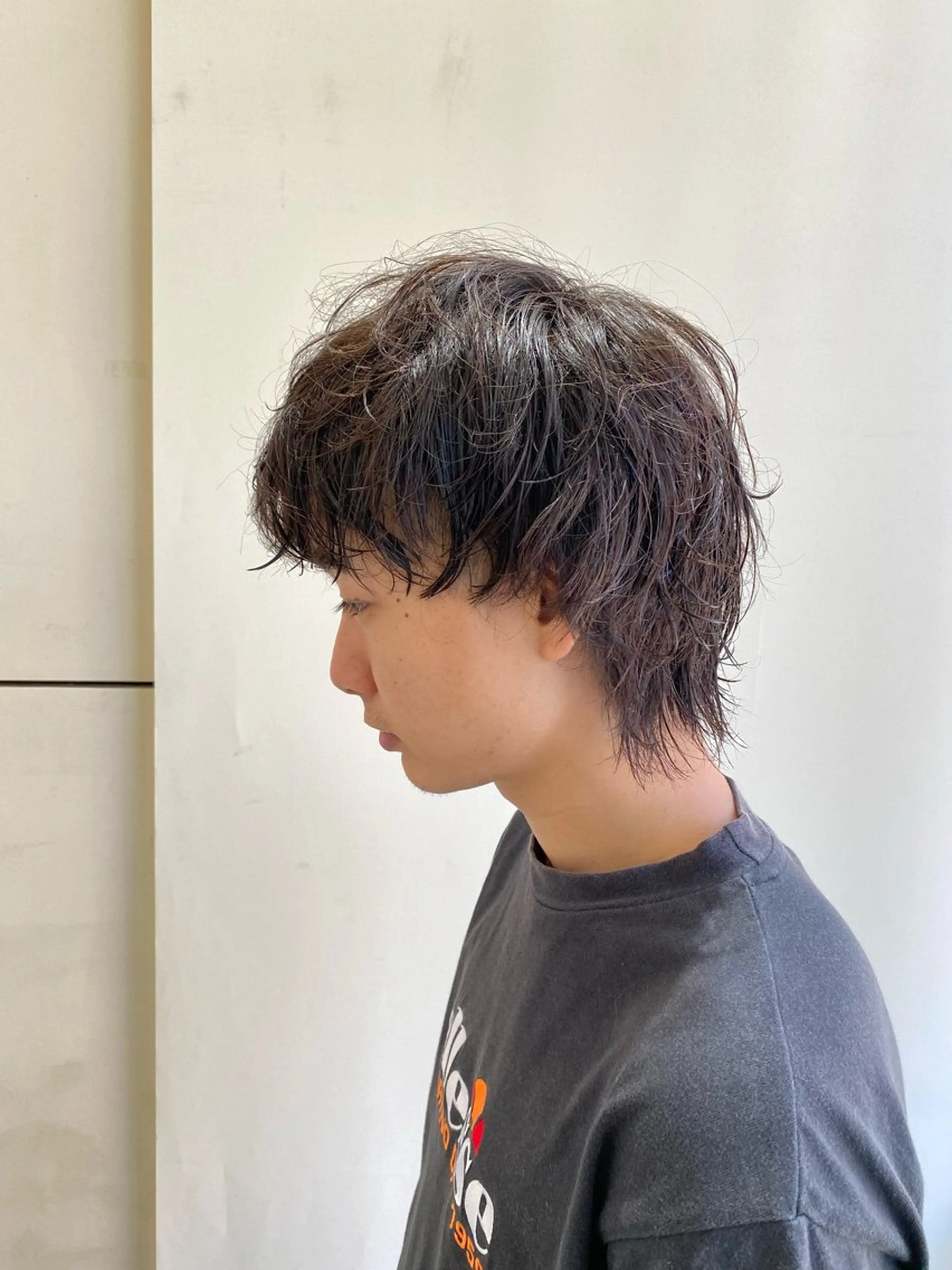 ショート パーマ メンズ メンズパーマ メンズウルフカット ウルフカット カット パーマ ニシカワ ユズミのヘアスタイル