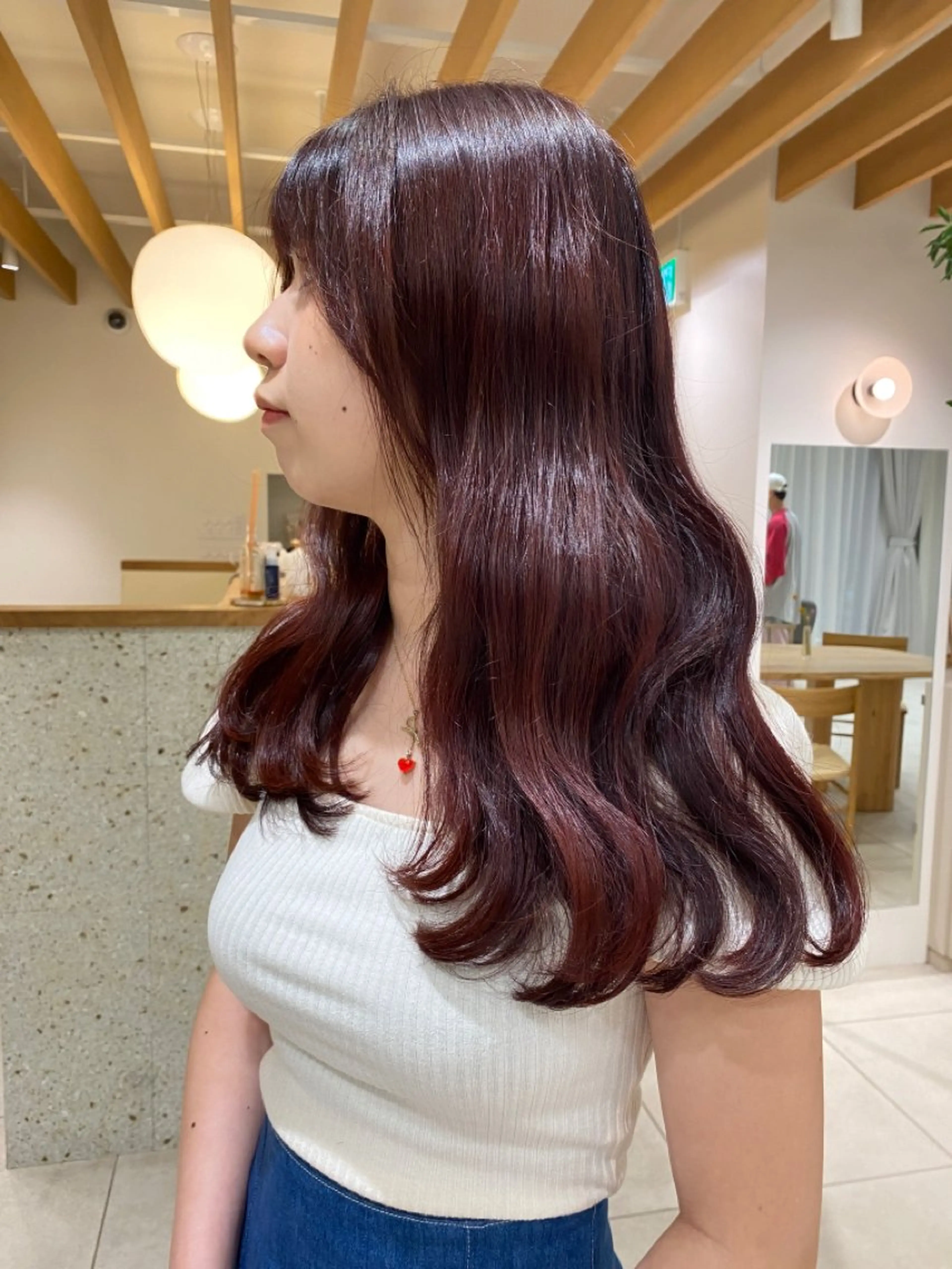 ロング カラー ボルドーカラー パープルカラー レイヤーカット 似合わせカットカラー りおなのヘアスタイル