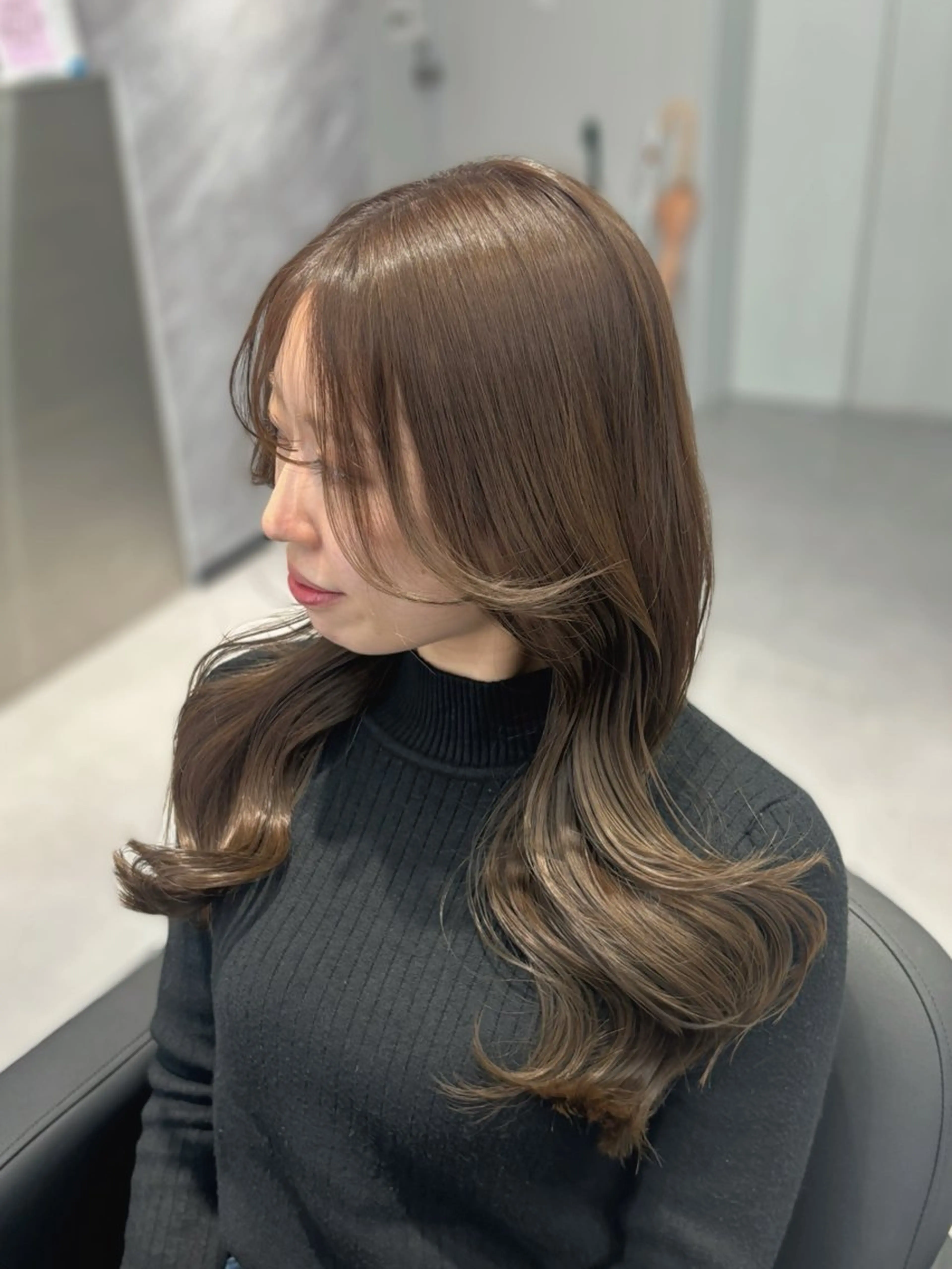 ロング カラー カット パーマ 心斎橋/ブリーチなし 髪質改善/レイヤーのヘアスタイル