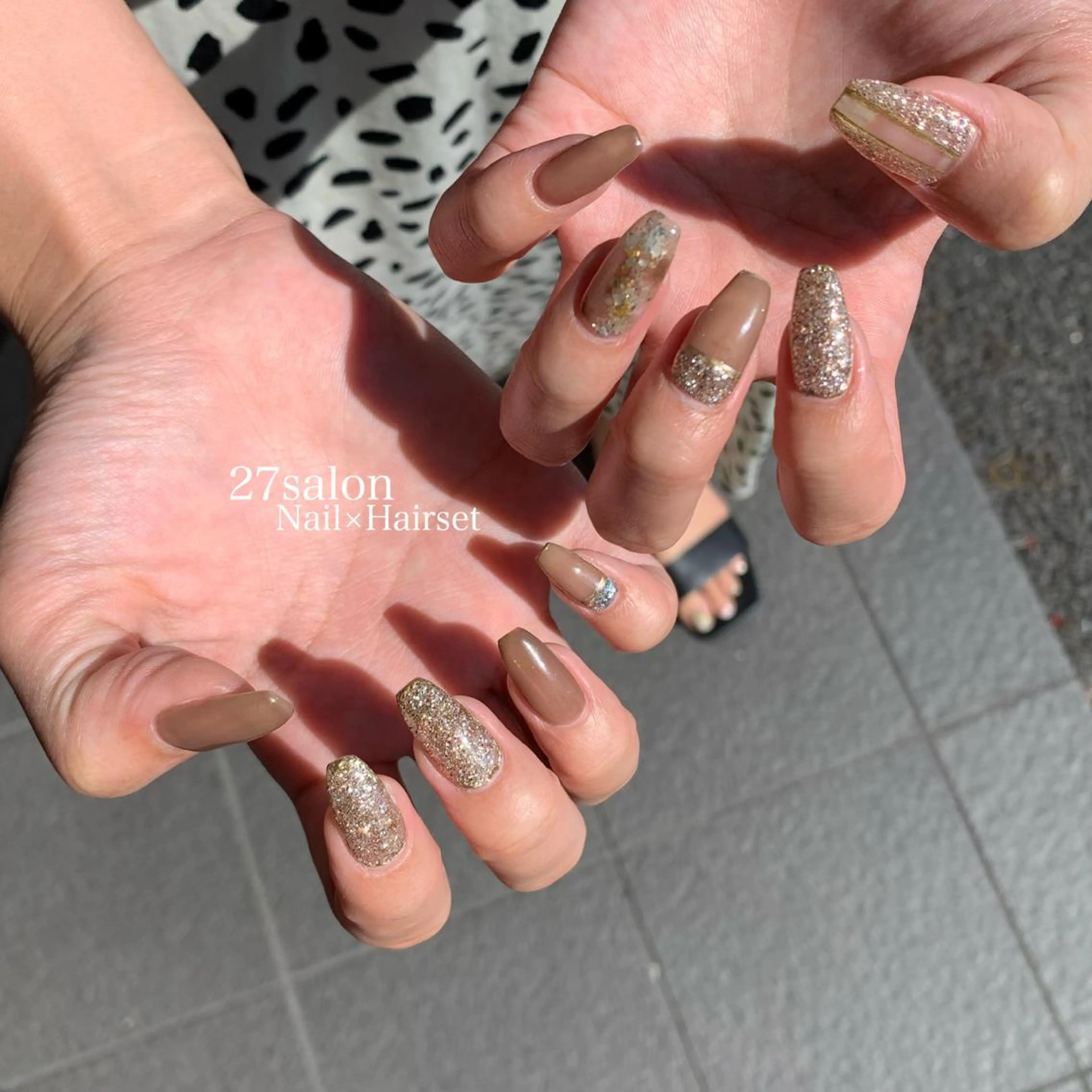 ネイル ブラウン ニュアンスネイル 27salon yuinaのネイルデザイン