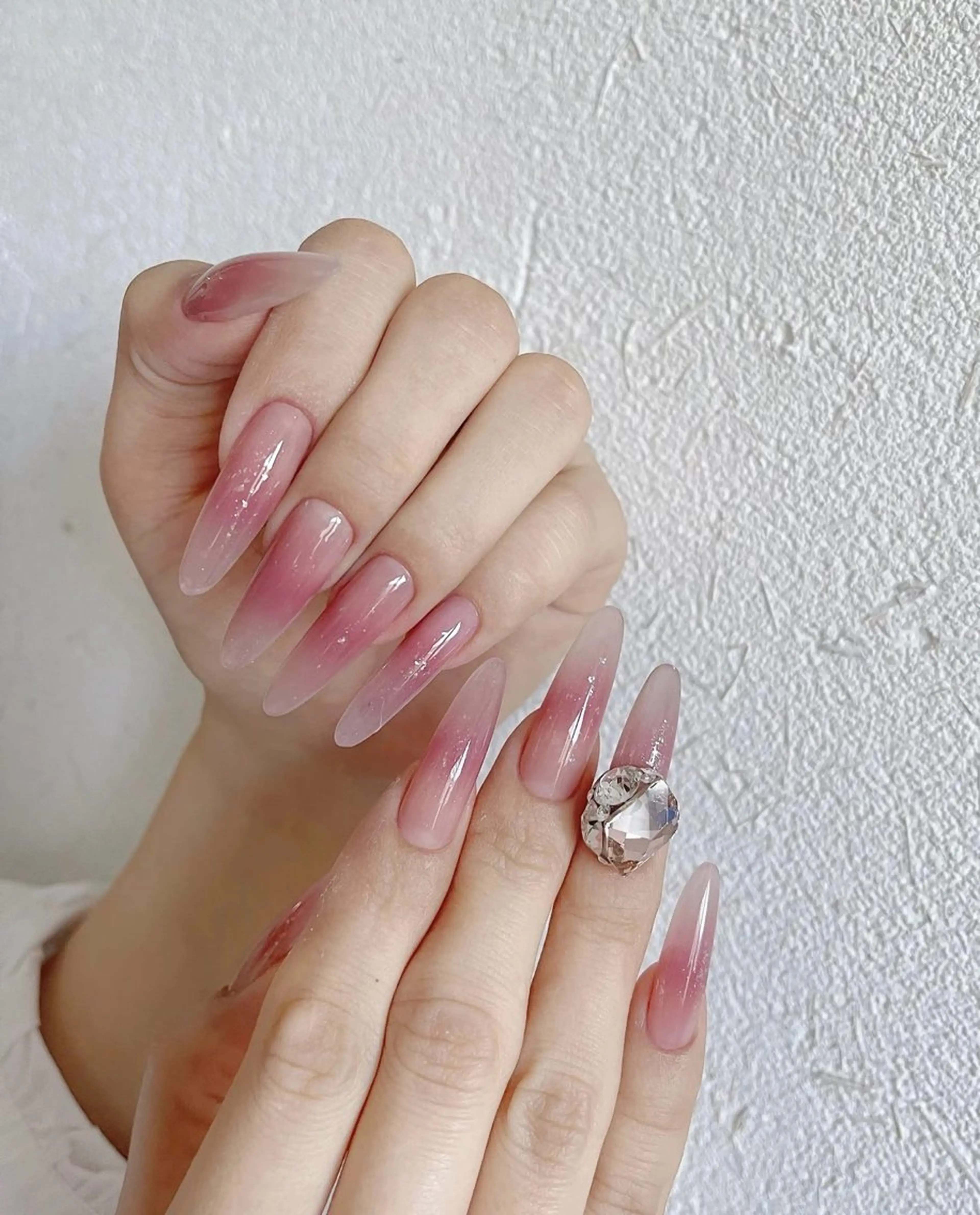 ネイル フラワーネイル フレンチネイル ジェルネイル ガラスフレンチ ハート ハンドネイル BabyYouMi nailのネイルデザイン