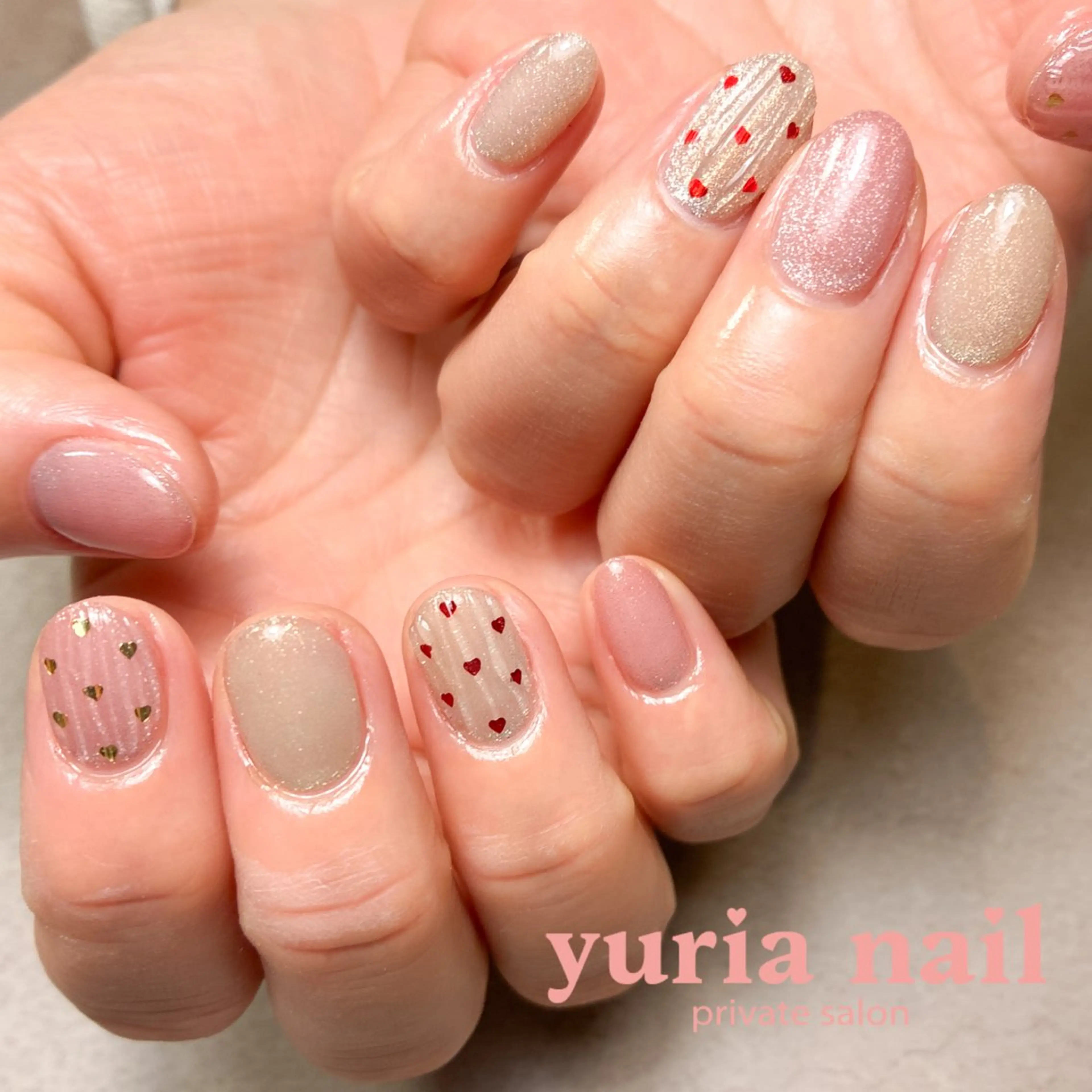 ネイル アートネイル ジェルネイル ハート ハンドネイル 小林 ゆりあのネイルデザイン