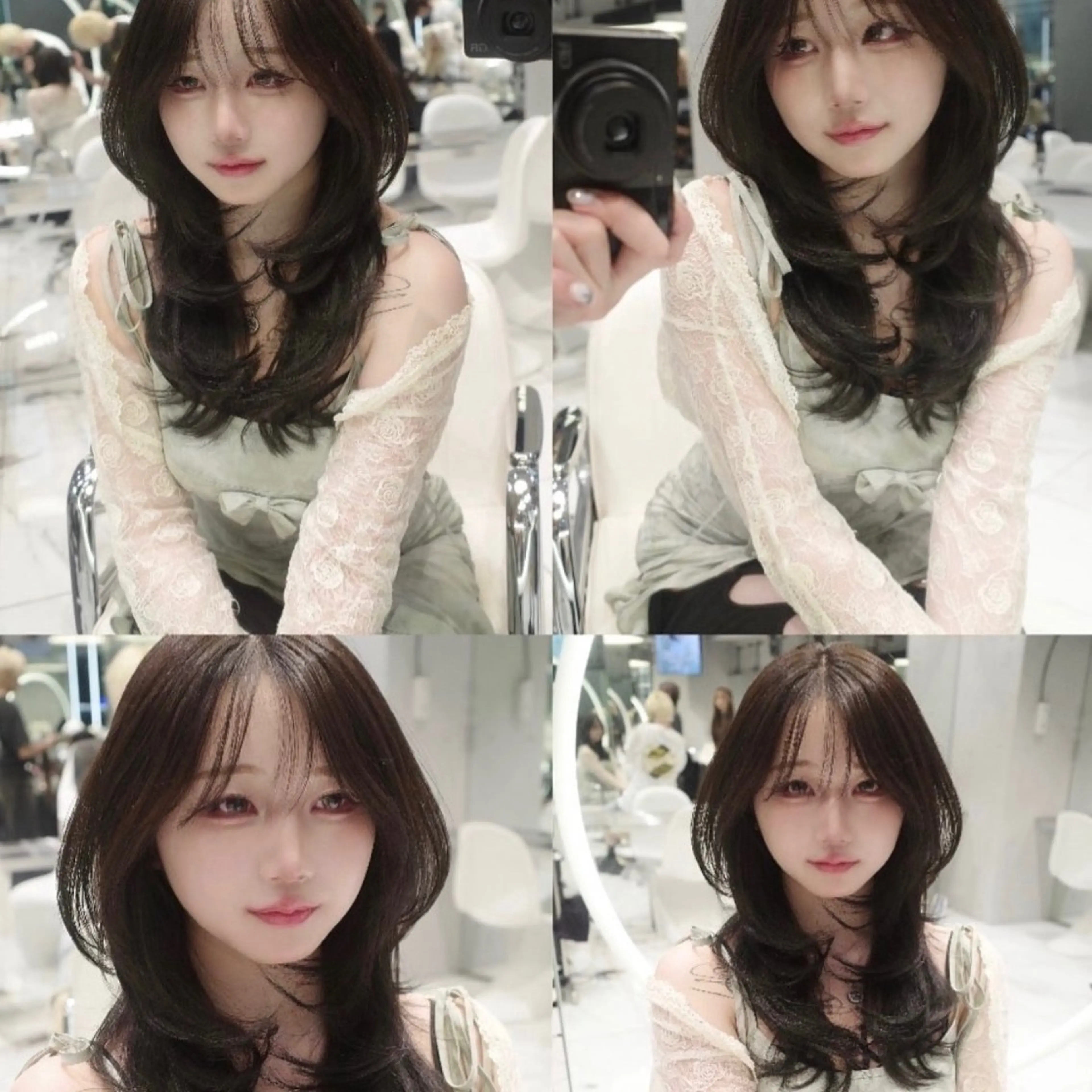 セミロング くびれヘア 顔周りカット ハイレイヤー 韓国風ヘア レイヤーカット カット ヘアカラー トリートメント がわ/ハイレイヤー /ハイトーンカラーのヘアスタイル