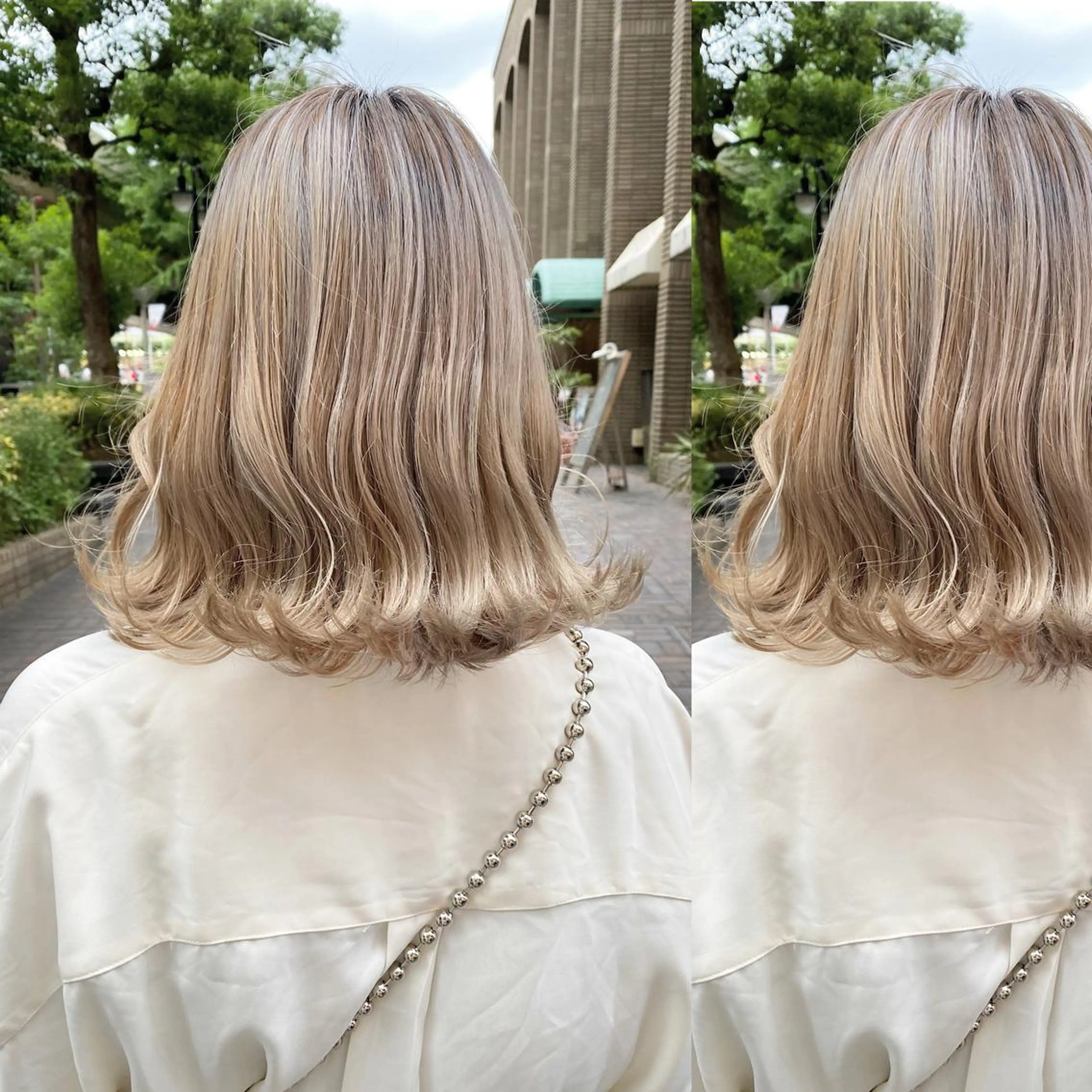ミディアム カラー ヘアカラー トリートメント ツキノキ ミナのヘアスタイル