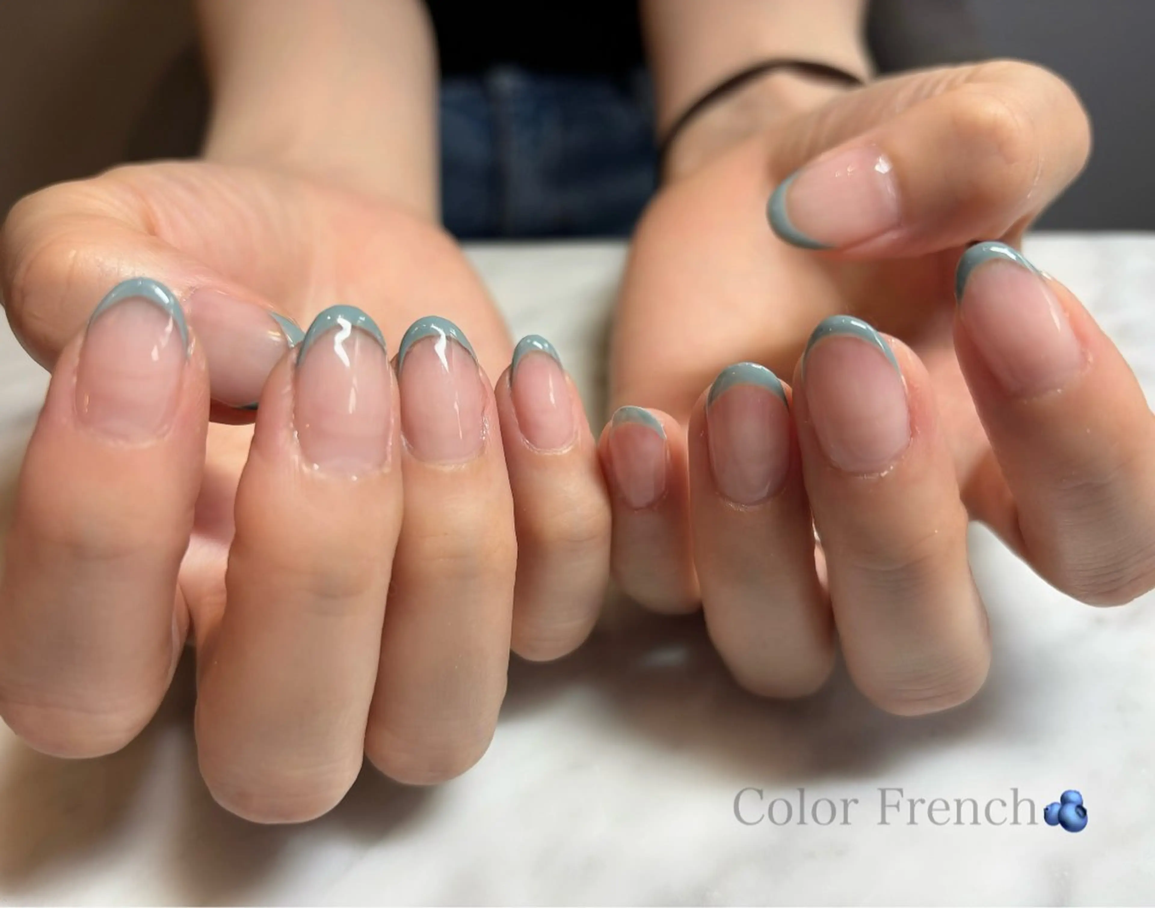 ネイル ブルー クリアネイル フレンチネイル CHARME miyuのネイルデザイン